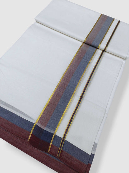 Pure White Cotton Men's Double Dhoti