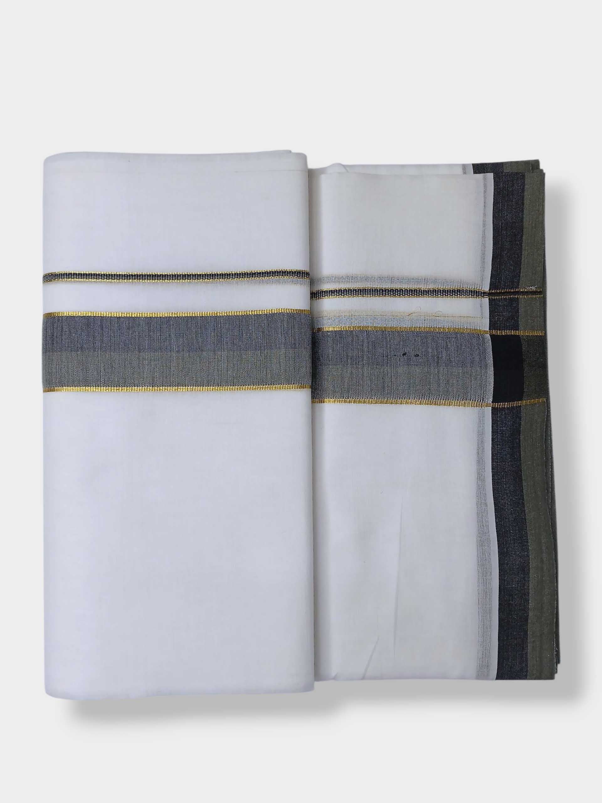 Pure White Cotton Men's Double Dhoti