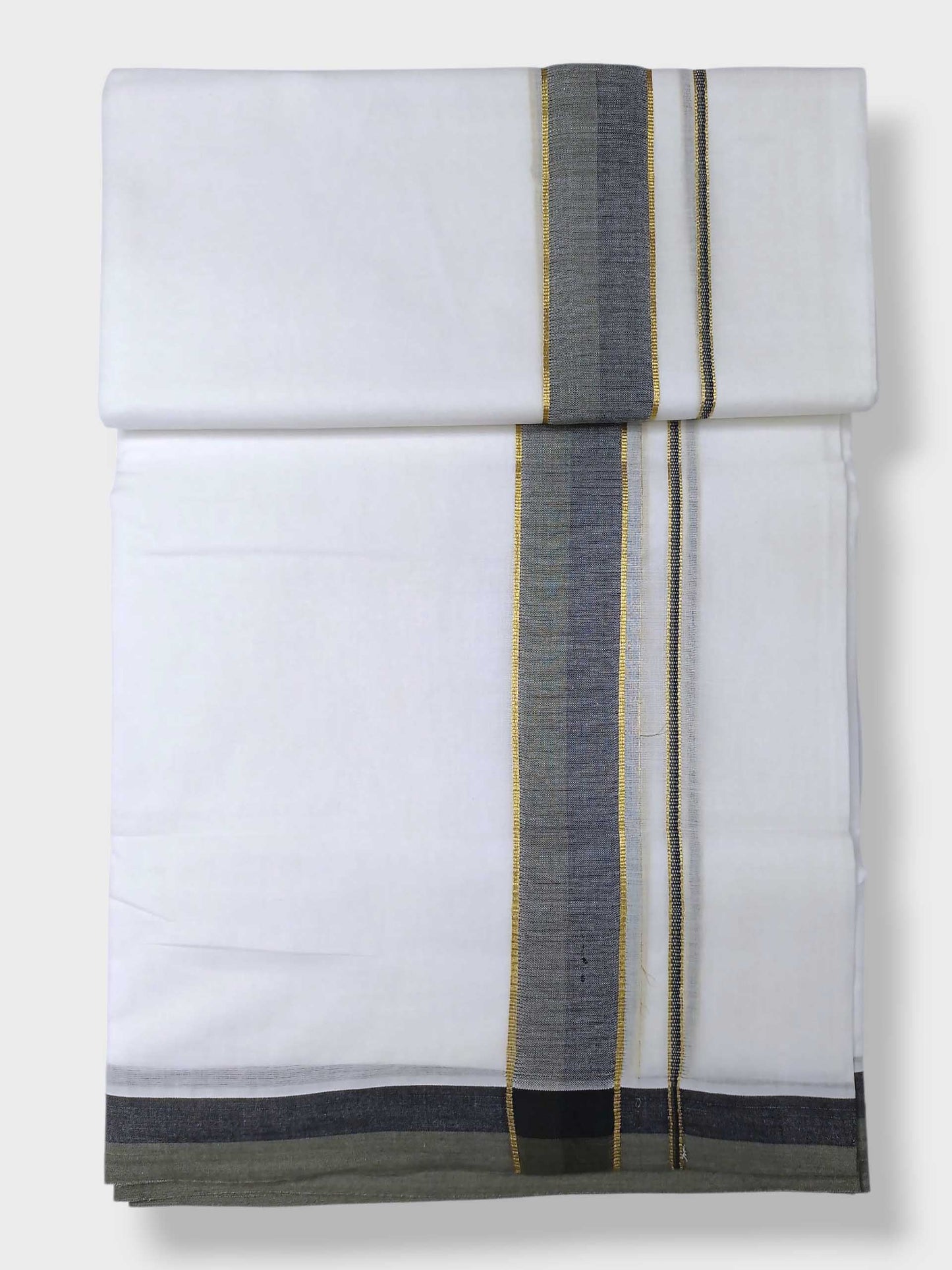 Pure White Cotton Men's Double Dhoti