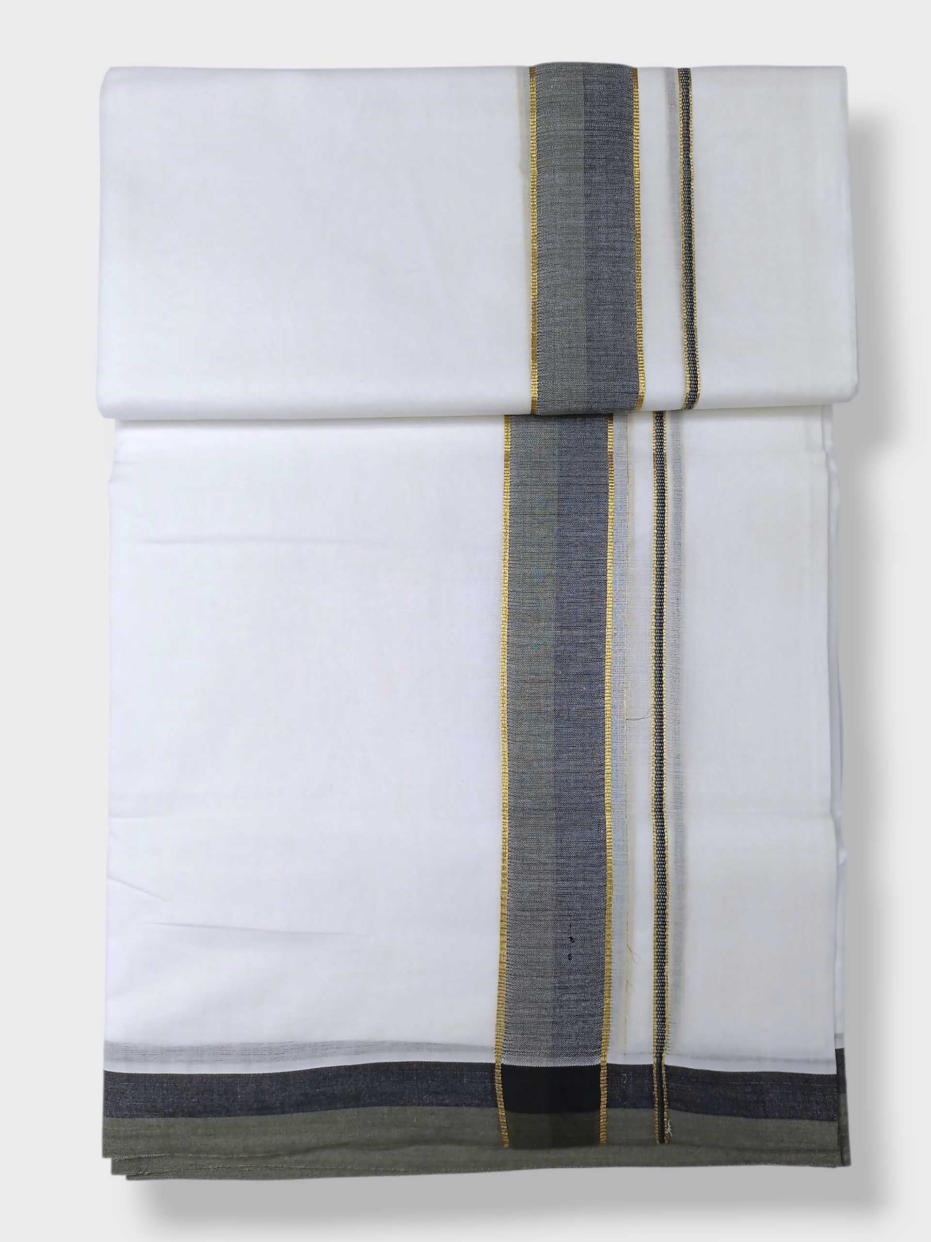 Pure White Cotton Men's Double Dhoti