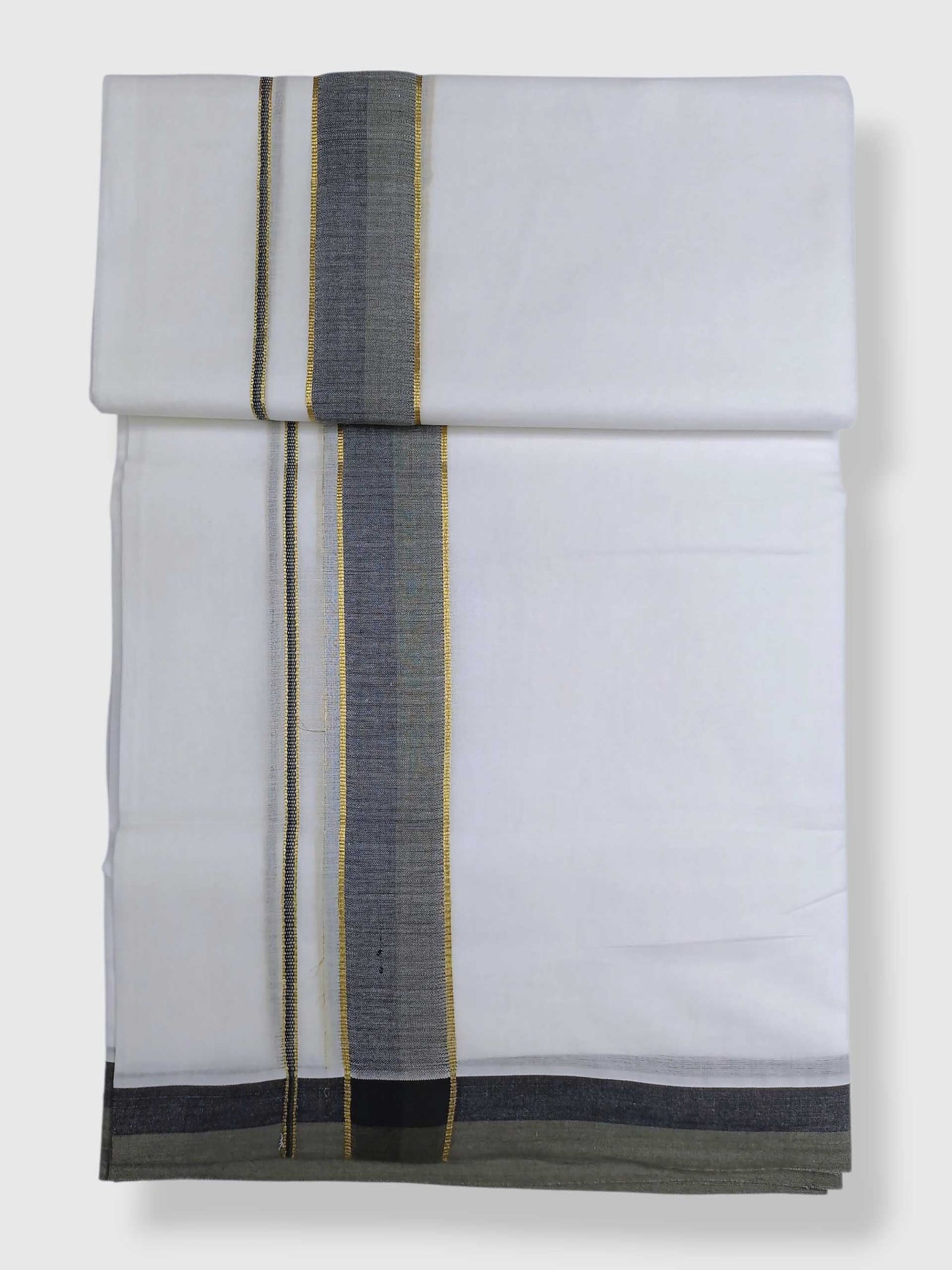 Pure White Cotton Men's Double Dhoti