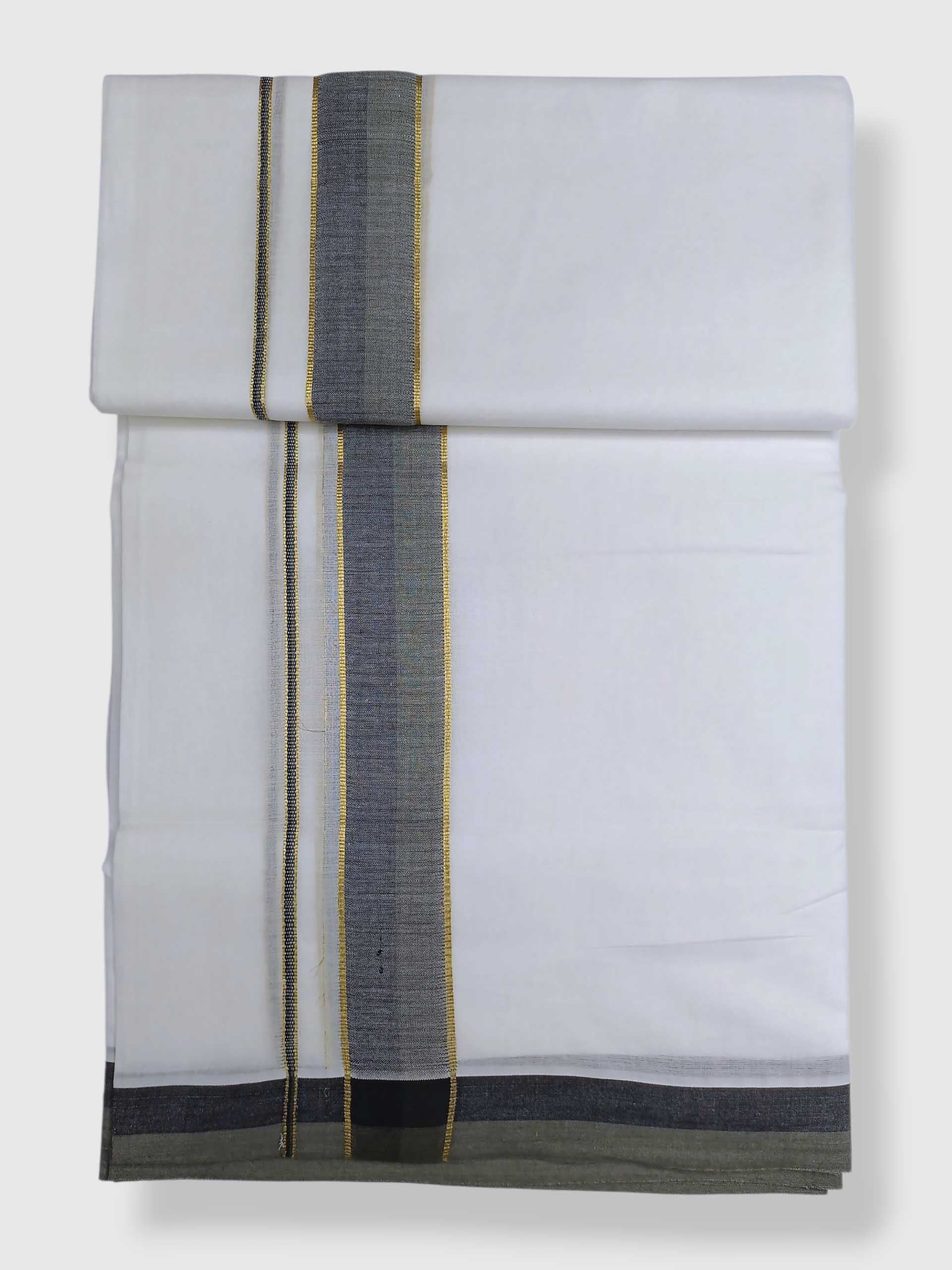 Pure White Cotton Men's Double Dhoti