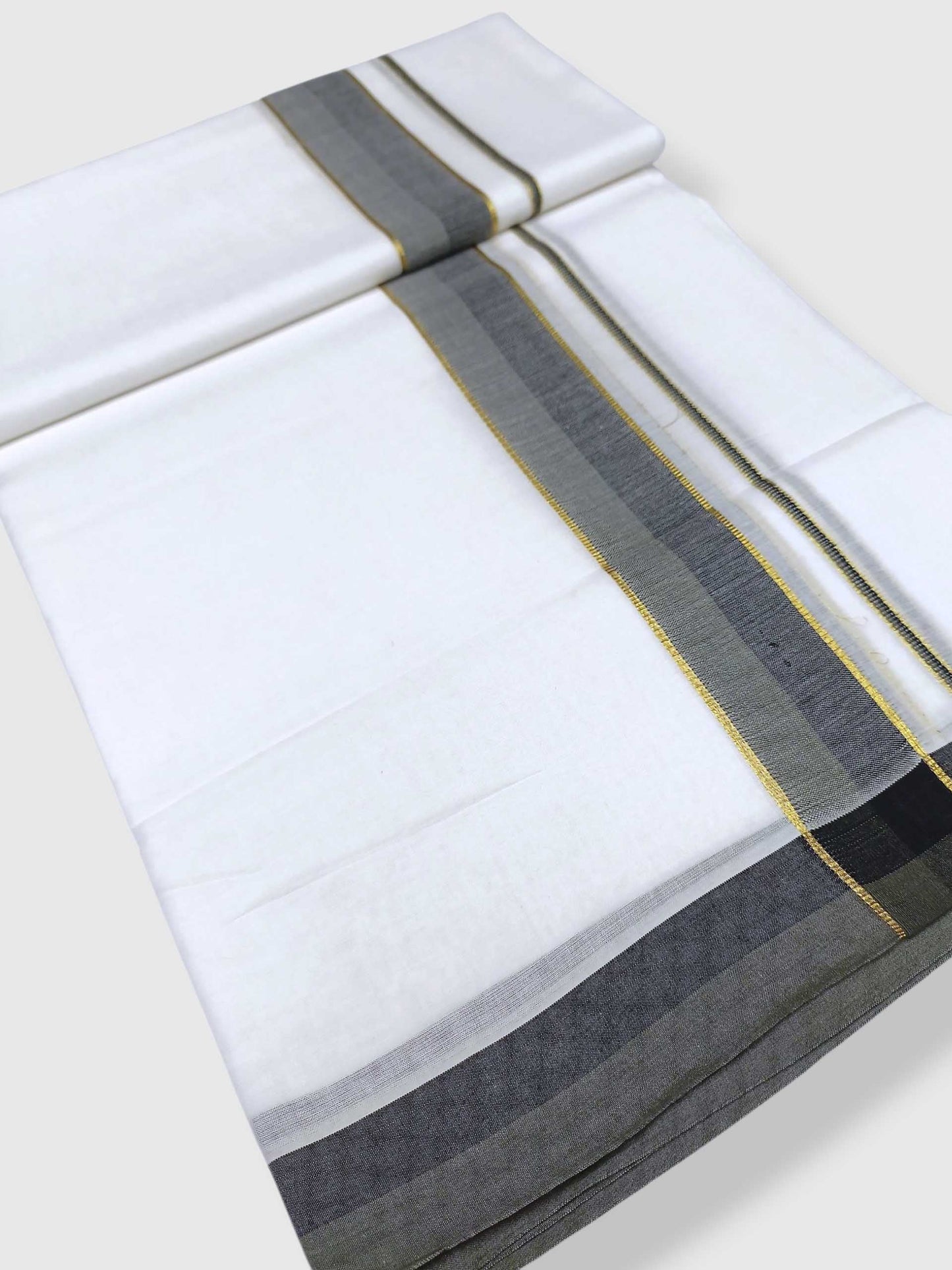 Pure White Cotton Men's Double Dhoti