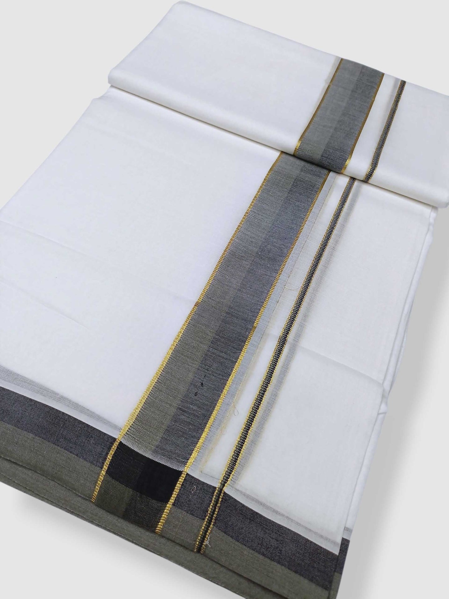 Pure White Cotton Men's Double Dhoti