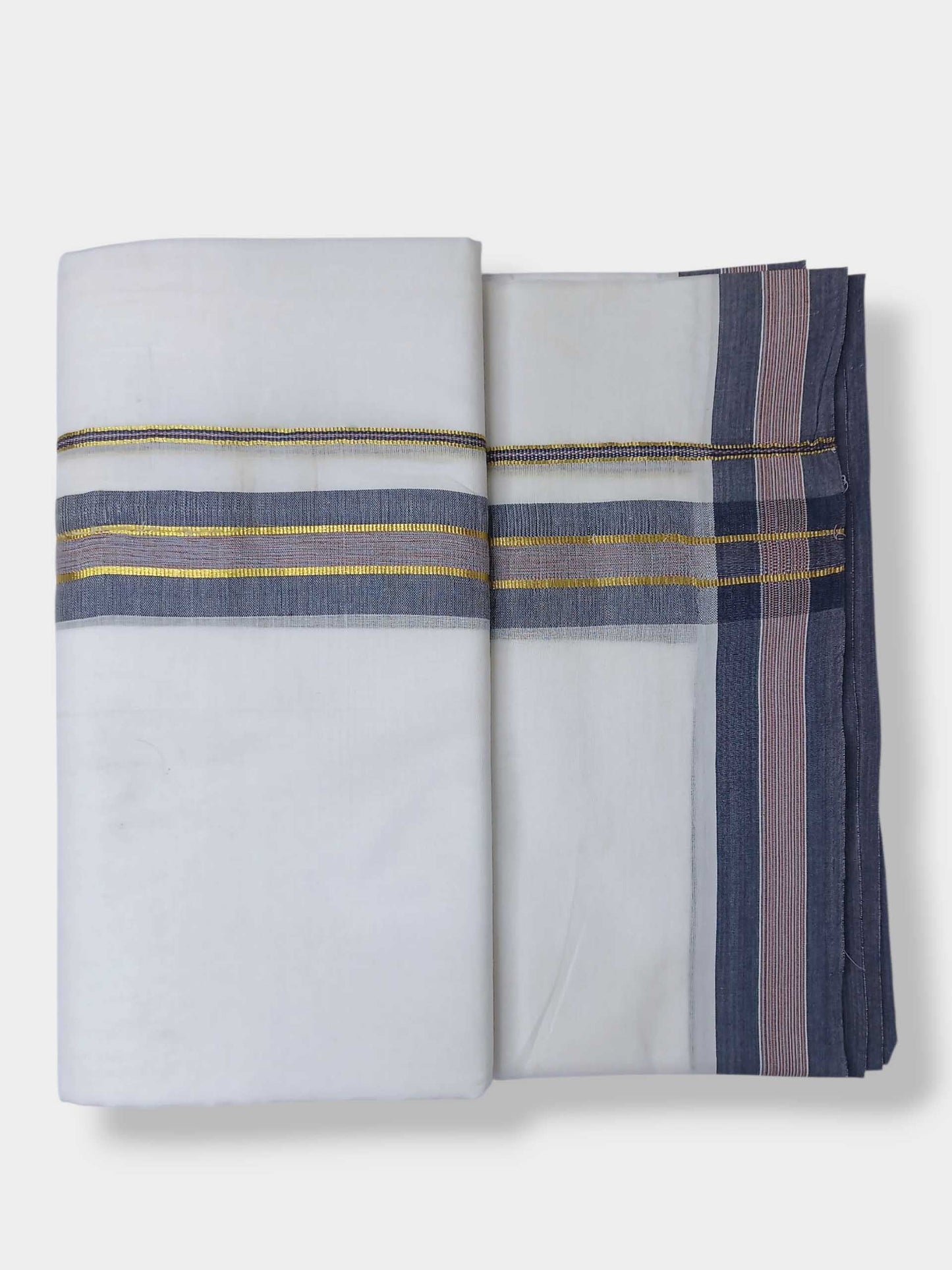 Pure White Cotton Men's Double Dhoti