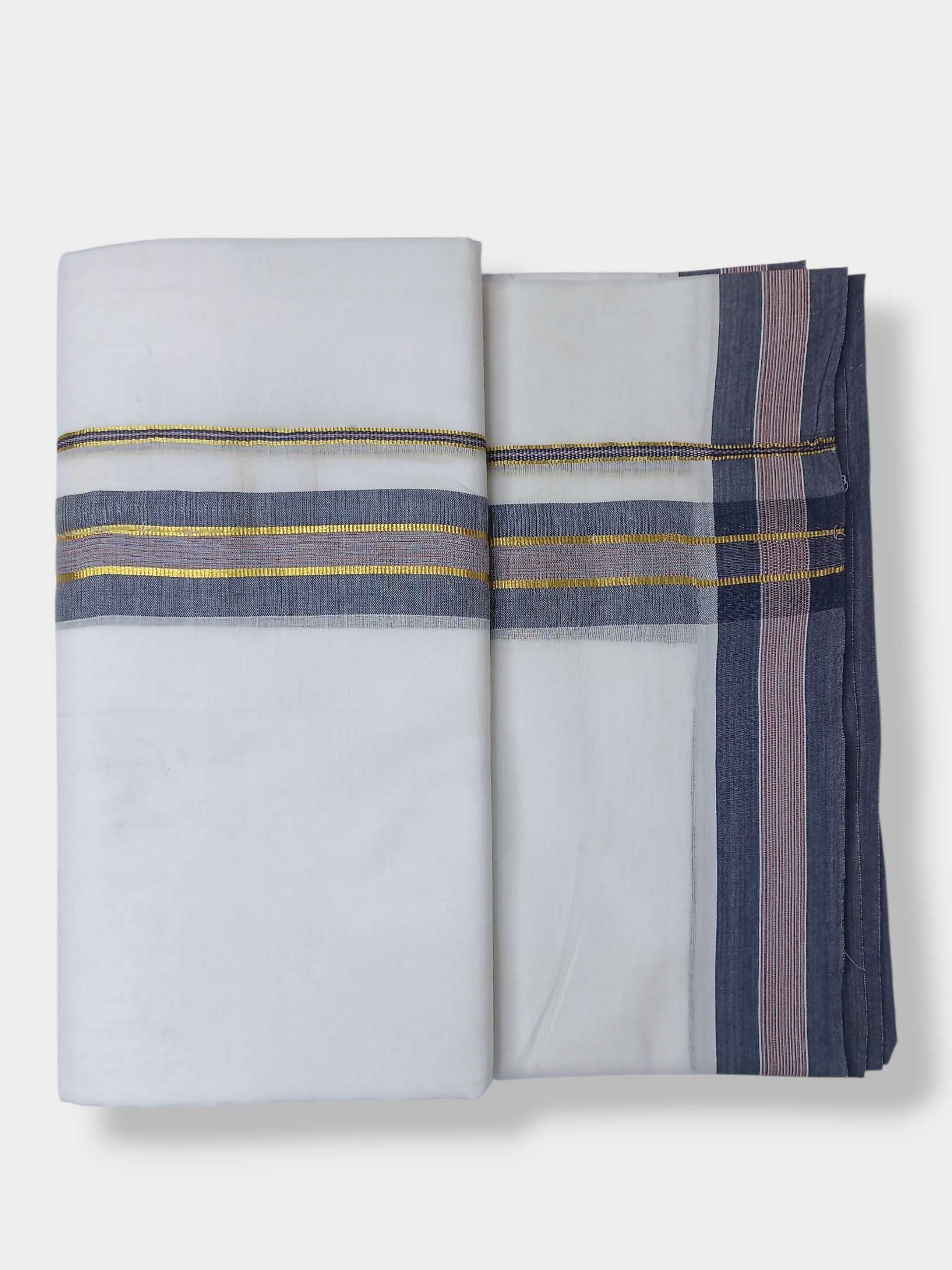 Pure White Cotton Men's Double Dhoti