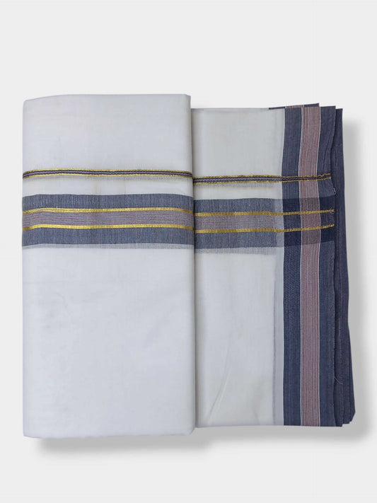 Pure White Cotton Men's Double Dhoti