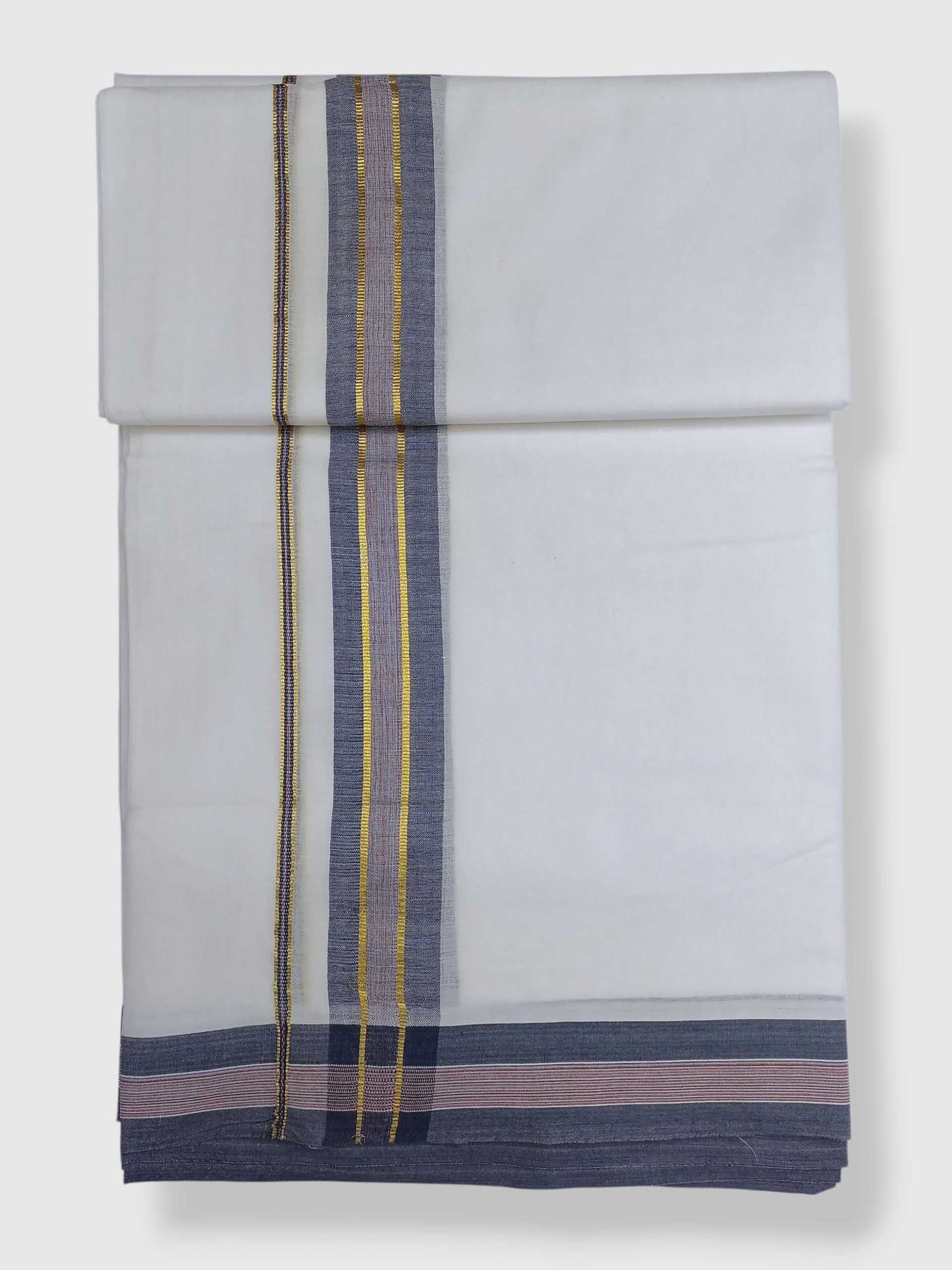 Pure White Cotton Men's Double Dhoti