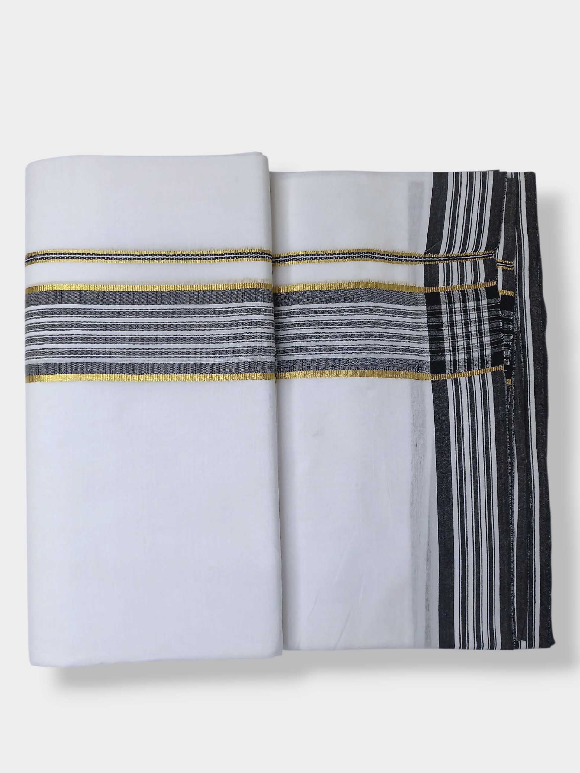 Pure White Cotton Men's Double Dhoti