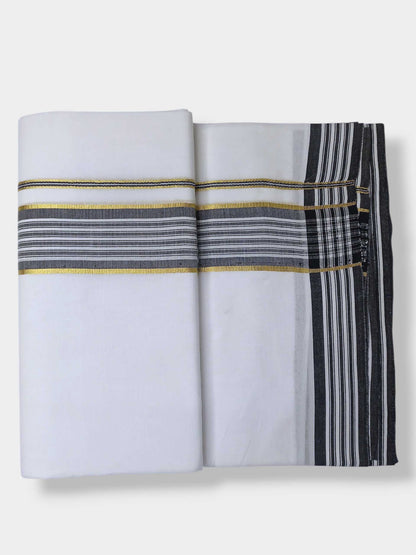 Pure White Cotton Men's Double Dhoti