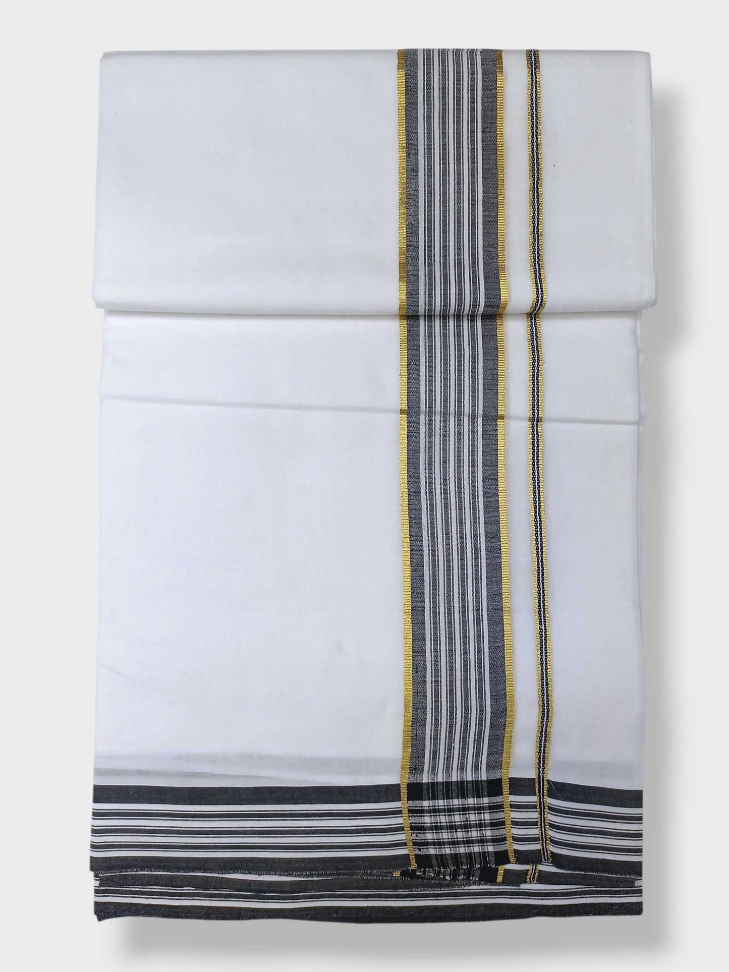 Pure White Cotton Men's Double Dhoti