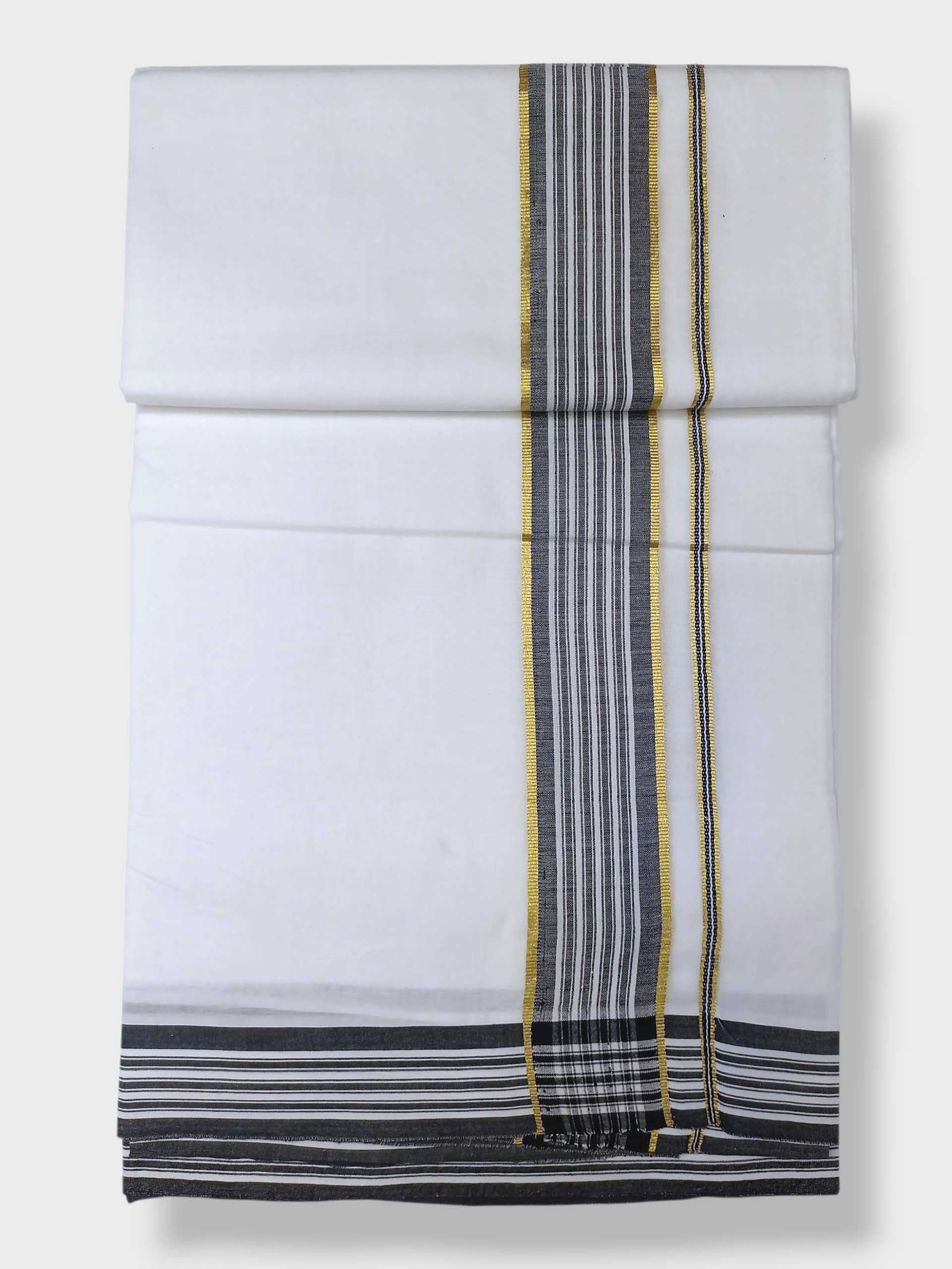 Pure White Cotton Men's Double Dhoti