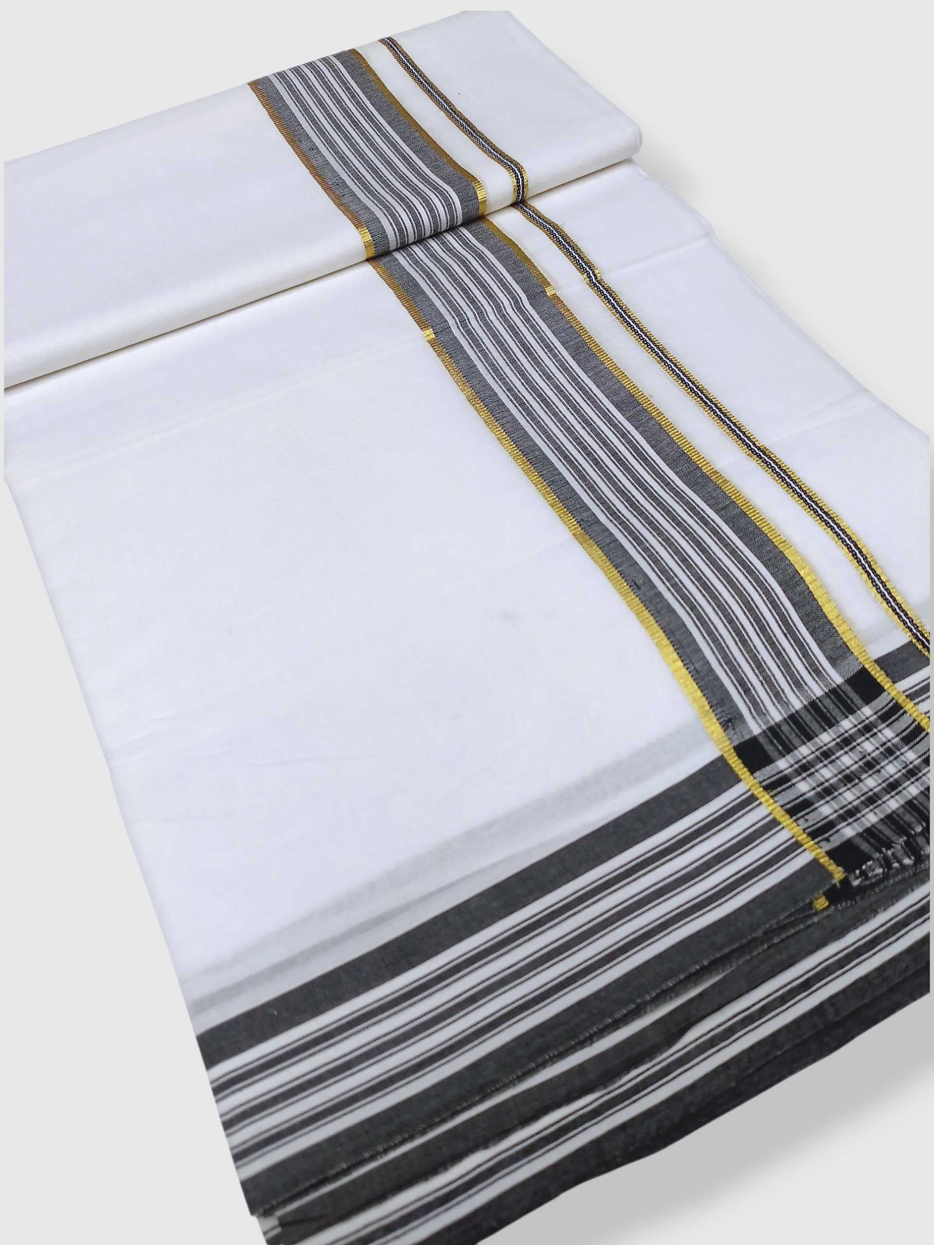 Pure White Cotton Men's Double Dhoti