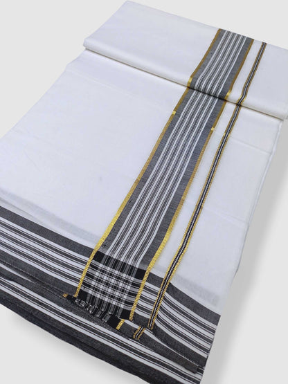 Pure White Cotton Men's Double Dhoti