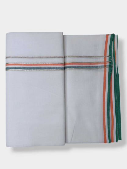Pure White Cotton Men's Double Dhoti