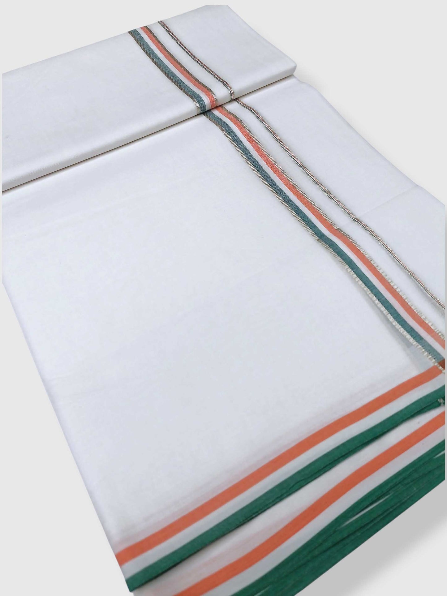 Pure White Cotton Men's Double Dhoti