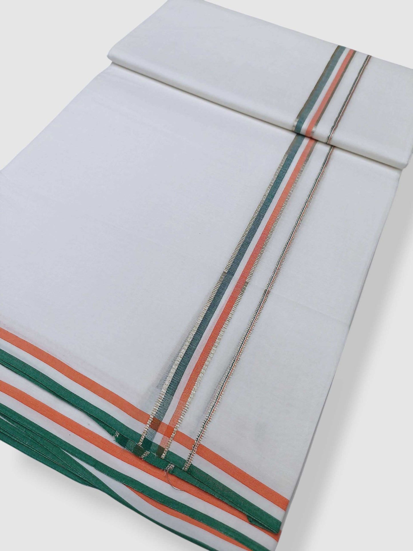 Pure White Cotton Men's Double Dhoti