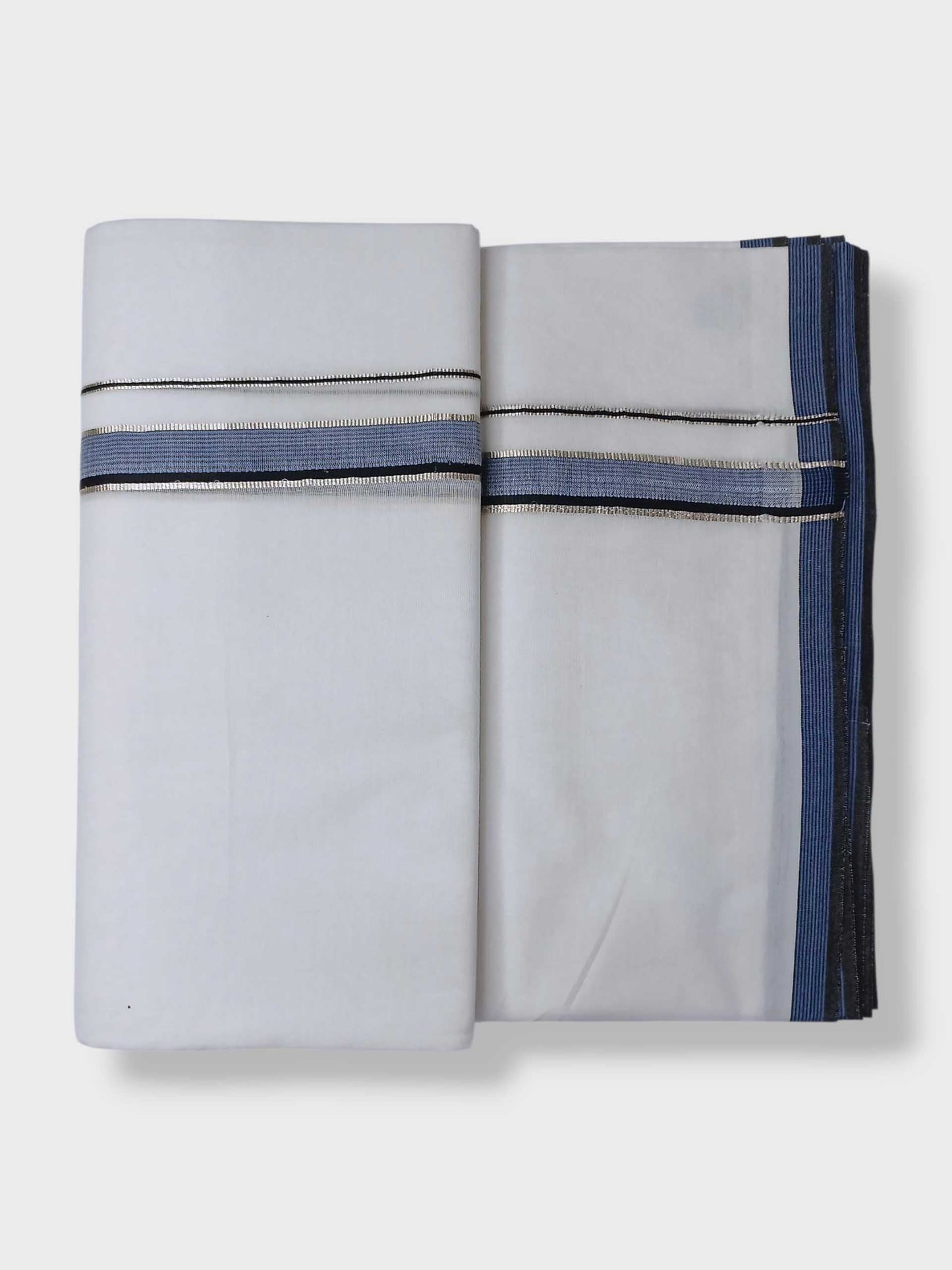 Pure White Cotton Men's Double Dhoti