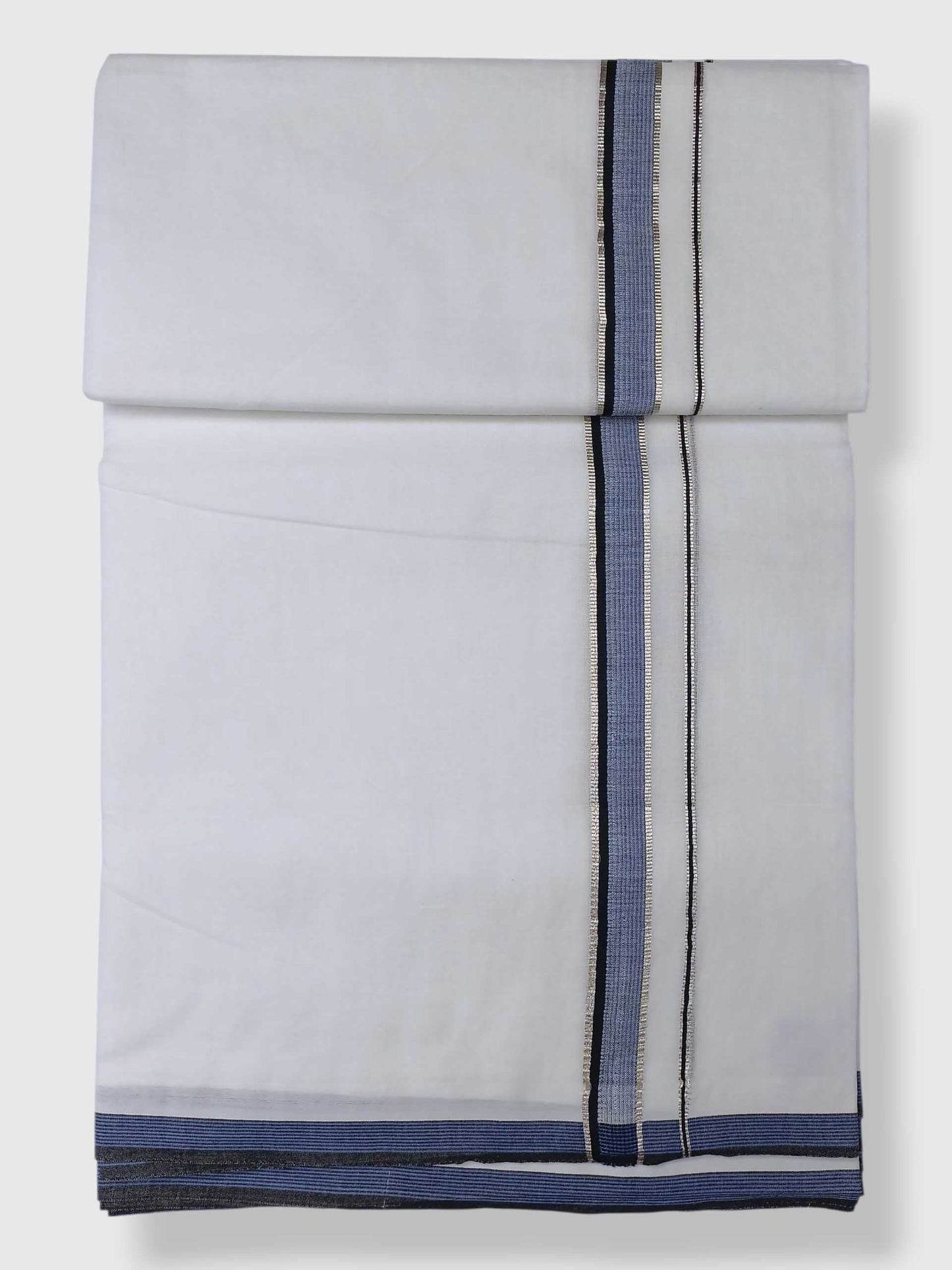 Pure White Cotton Men's Double Dhoti