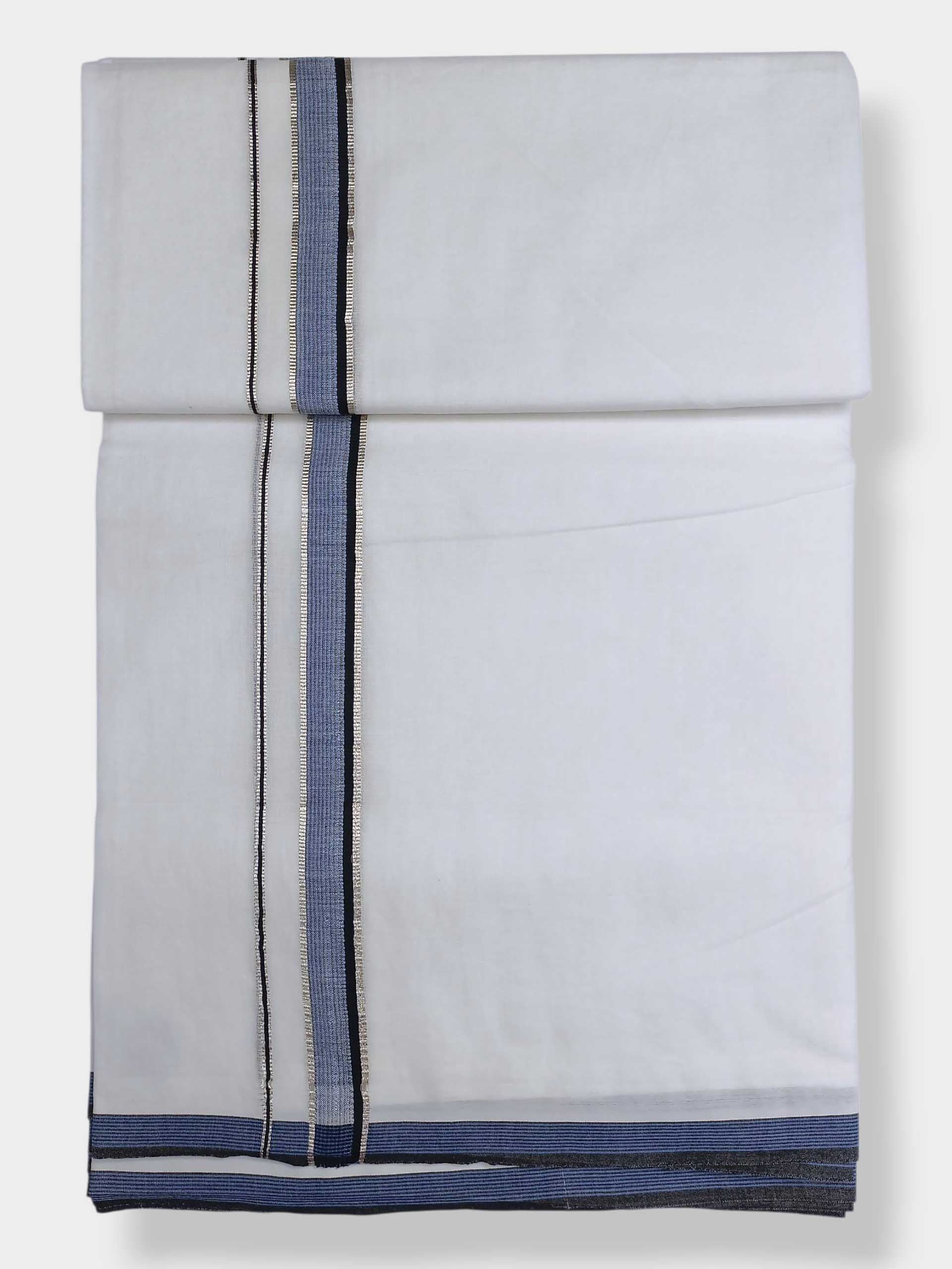 Pure White Cotton Men's Double Dhoti