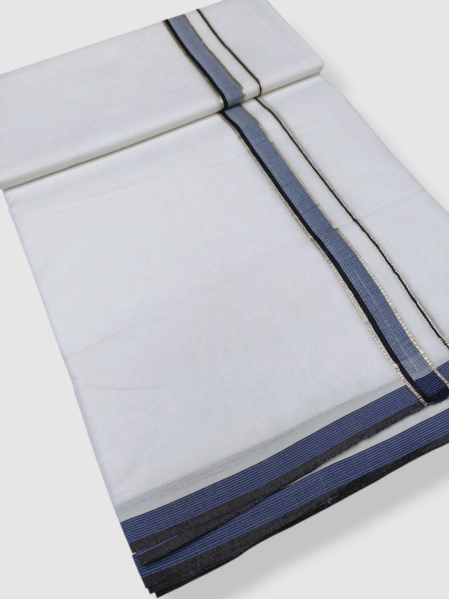 Pure White Cotton Men's Double Dhoti