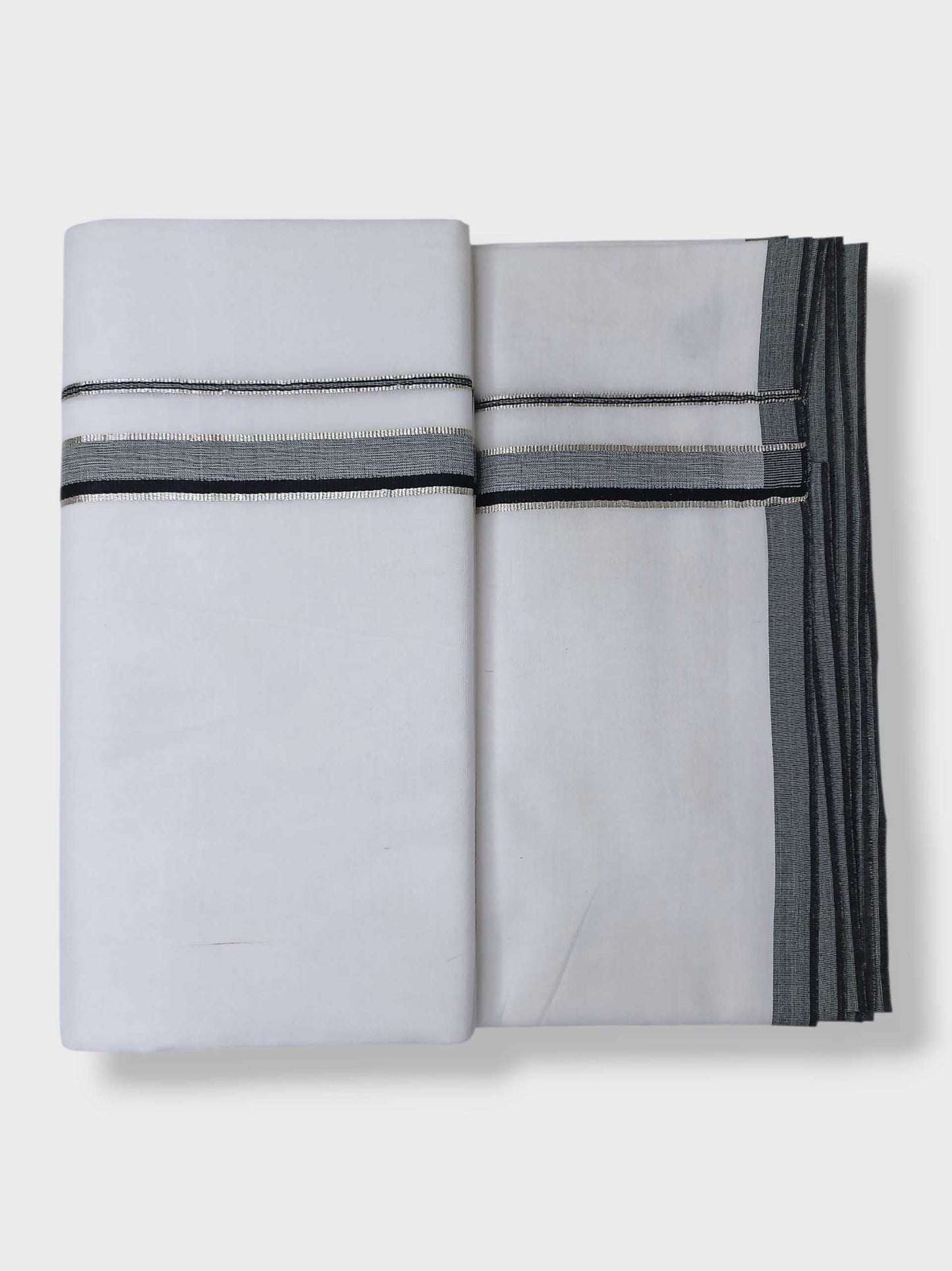 Pure White Cotton Men's Double Dhoti