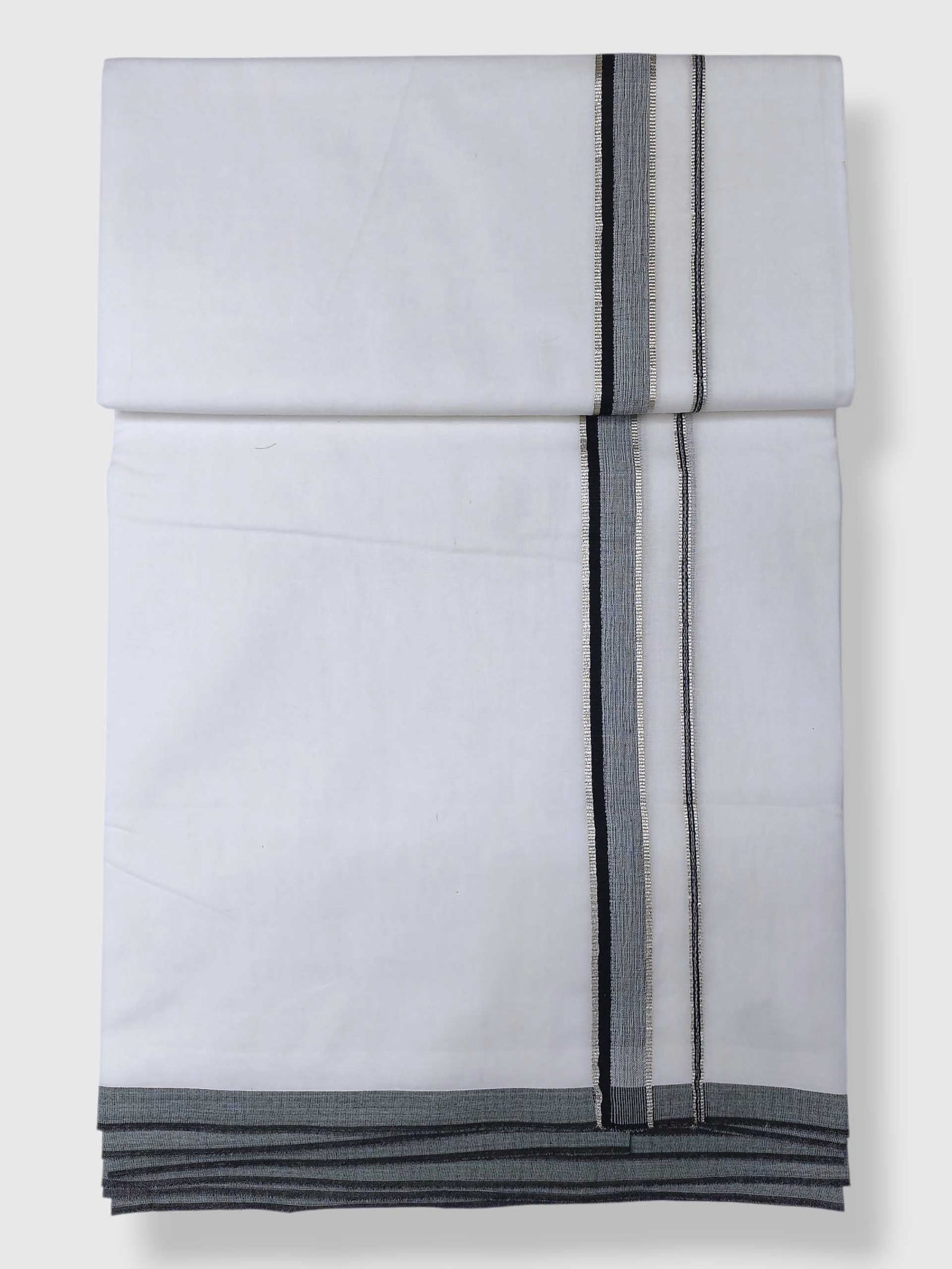 Pure White Cotton Men's Double Dhoti