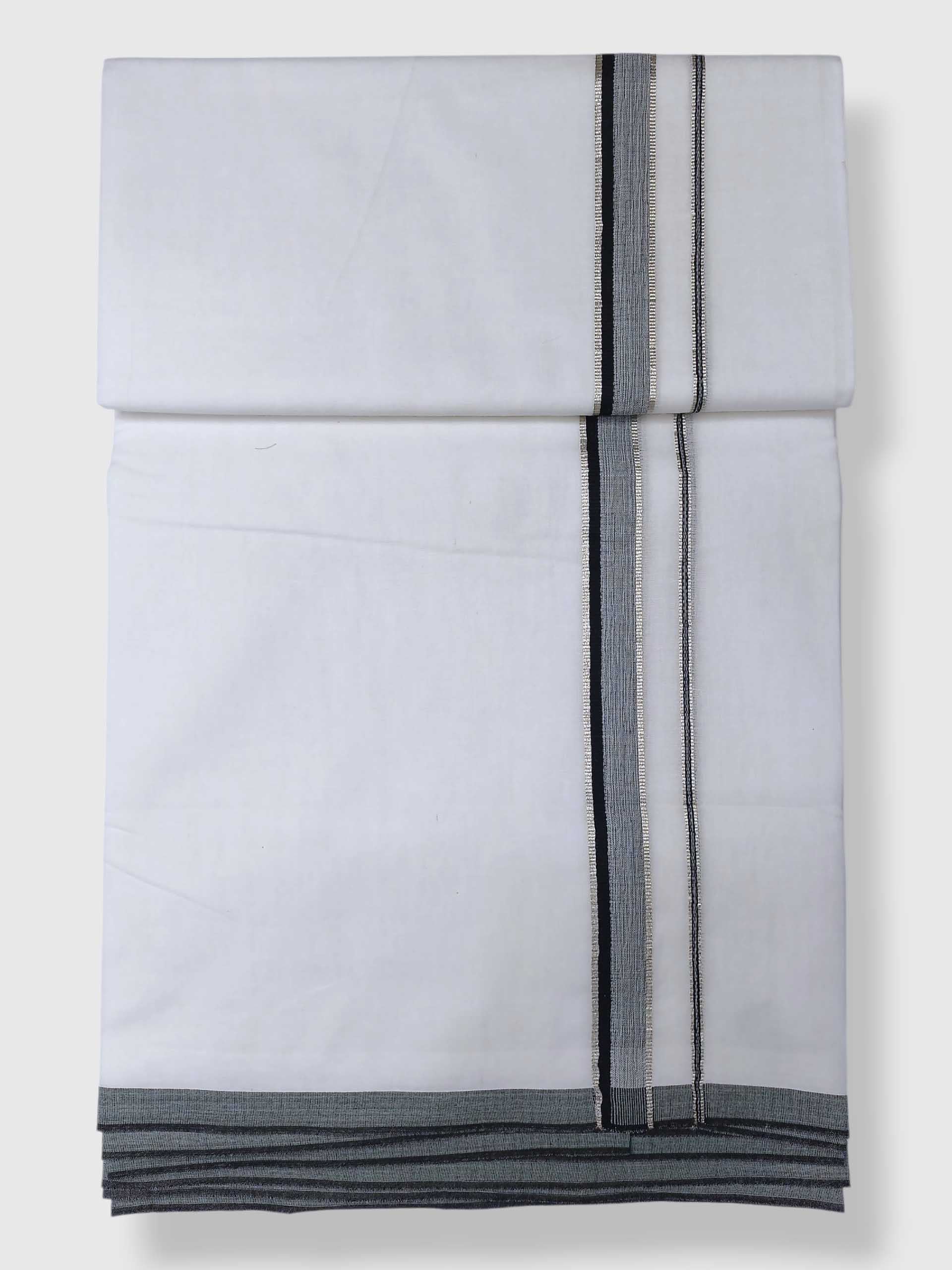 Pure White Cotton Men's Double Dhoti