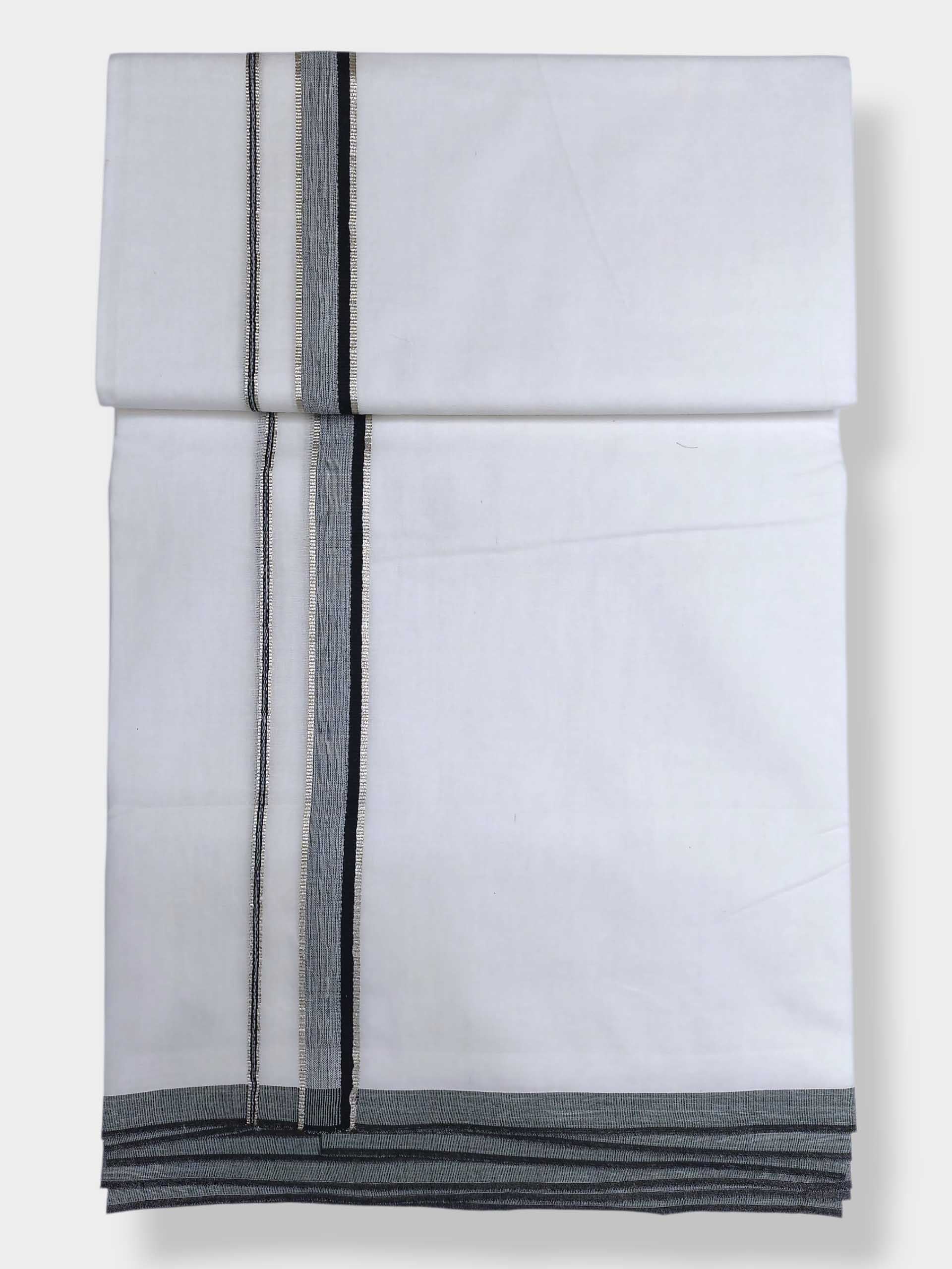 Pure White Cotton Men's Double Dhoti