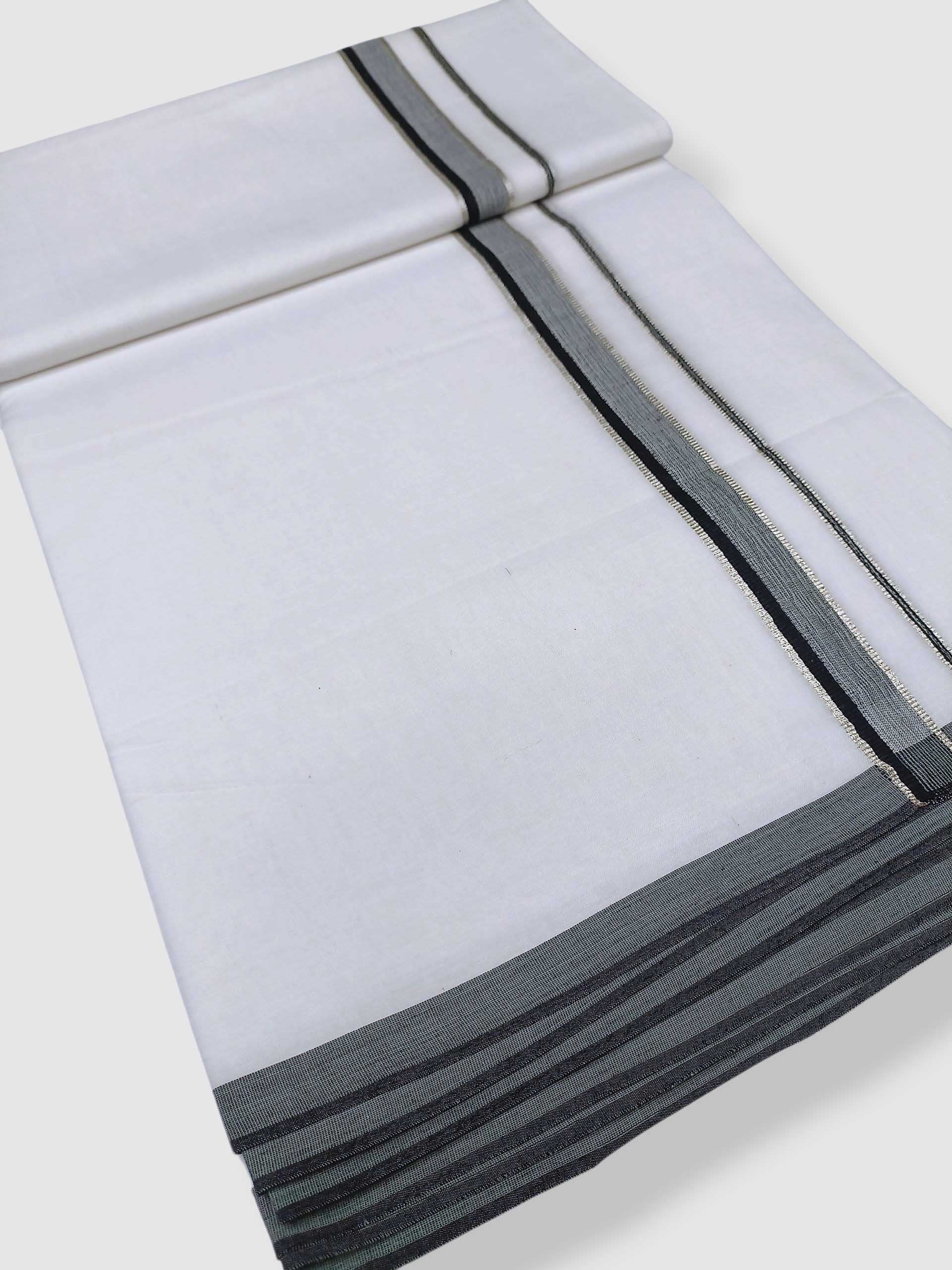 Pure White Cotton Men's Double Dhoti