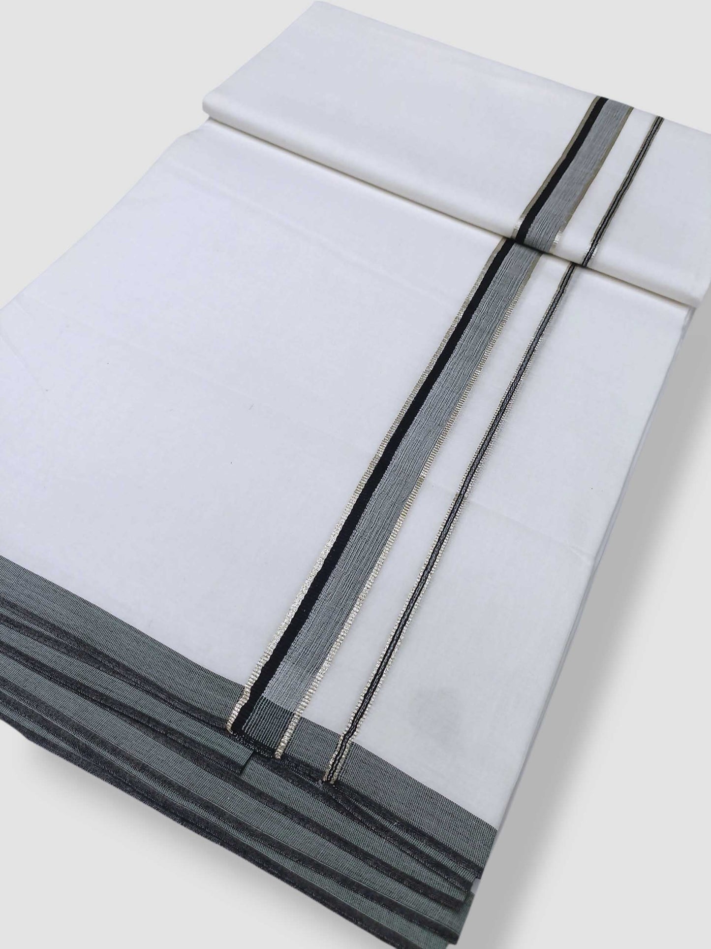 Pure White Cotton Men's Double Dhoti