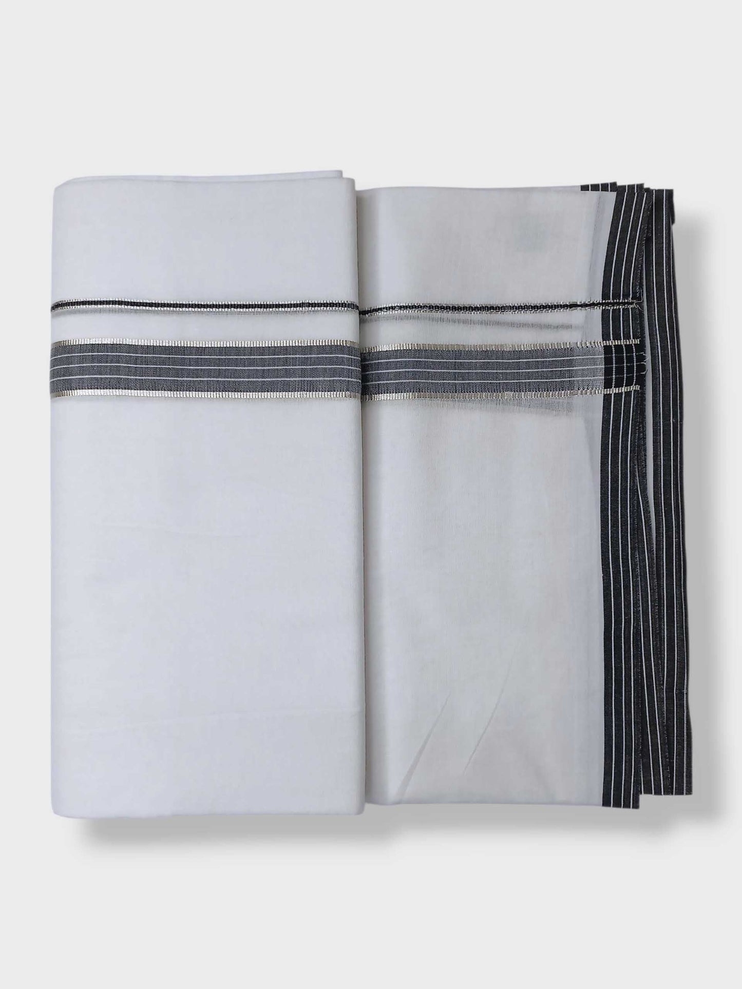 Pure White Cotton Men's Double Dhoti