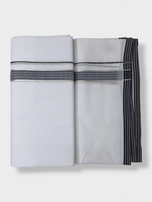 Pure White Cotton Men's Double Dhoti