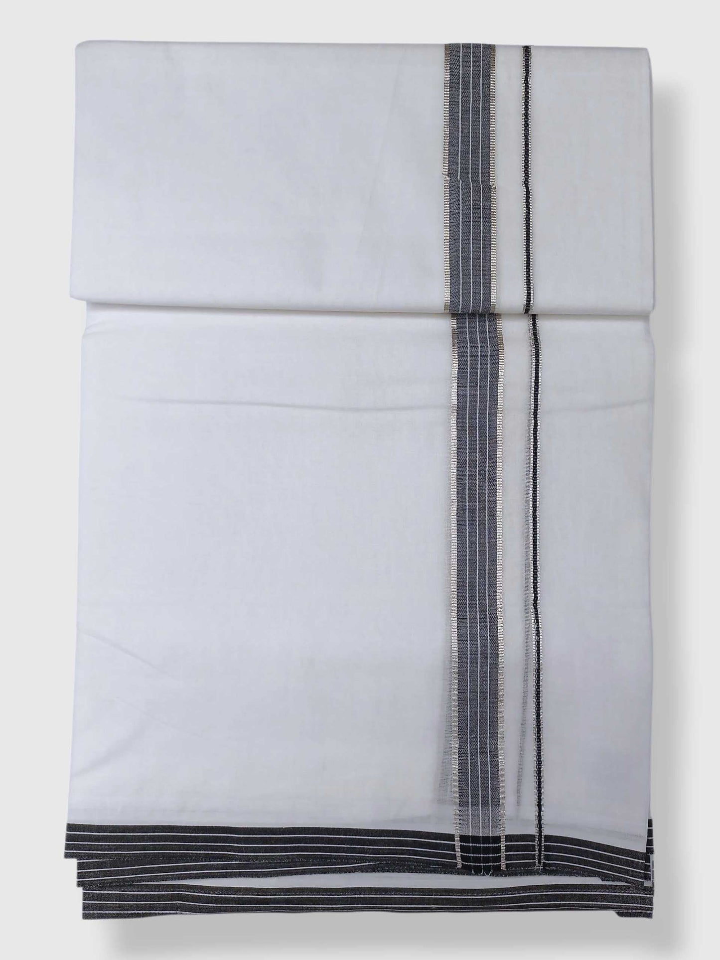 Pure White Cotton Men's Double Dhoti