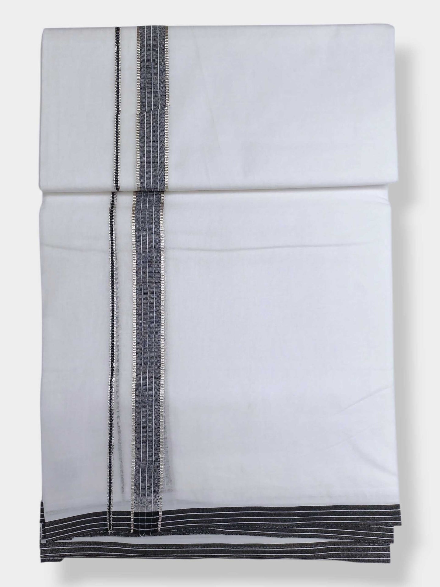 Pure White Cotton Men's Double Dhoti
