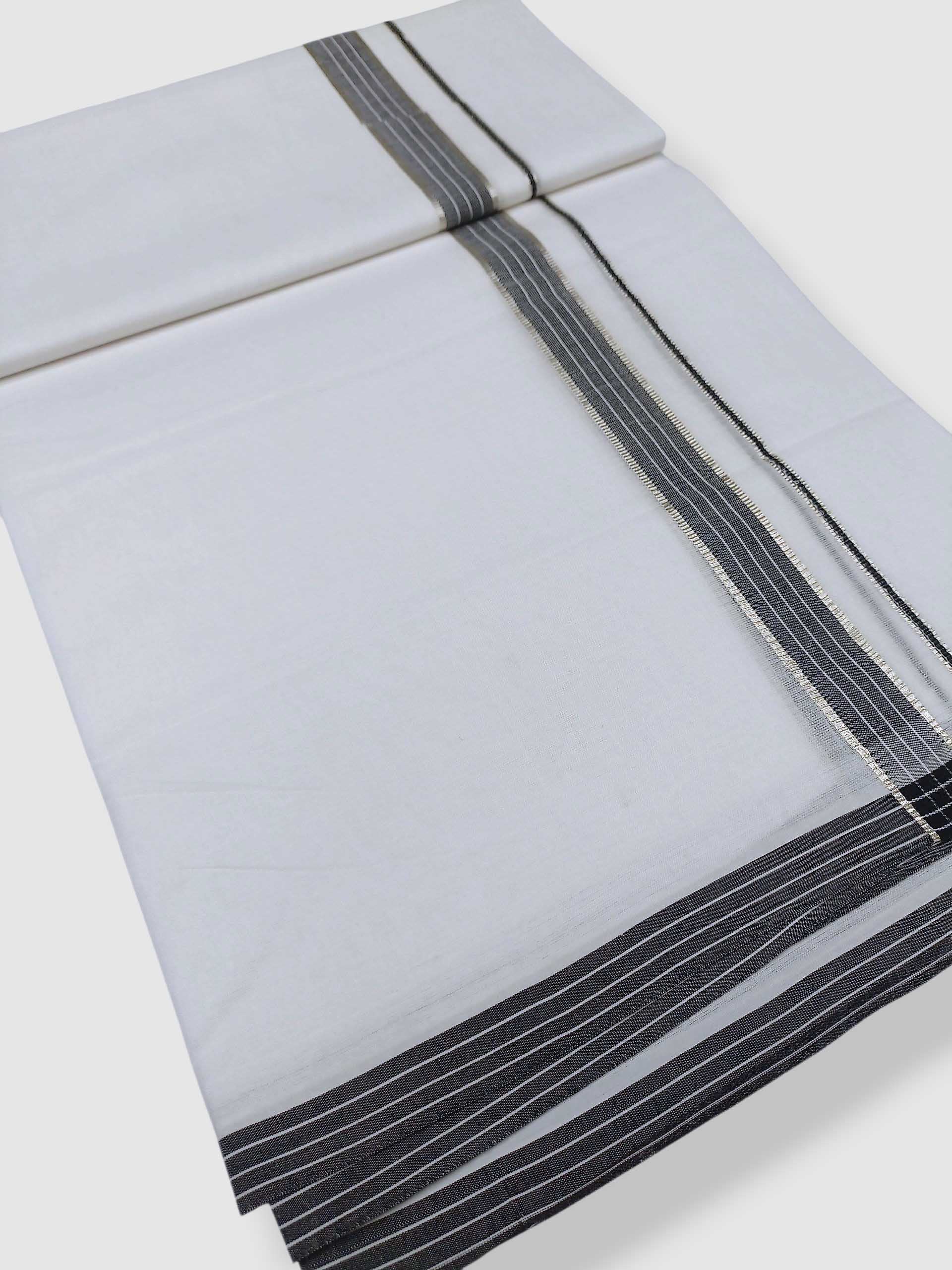 Pure White Cotton Men's Double Dhoti