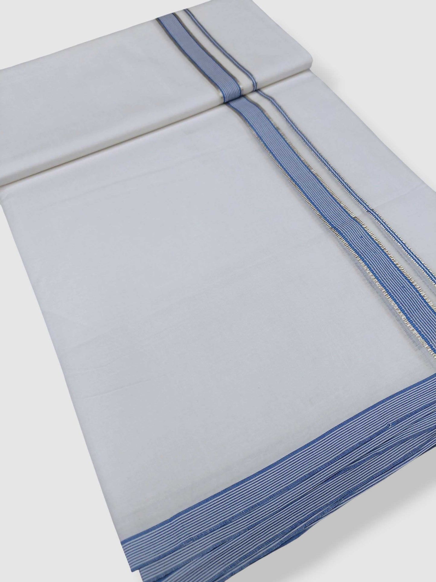 Pure White Cotton Men's Double Dhoti