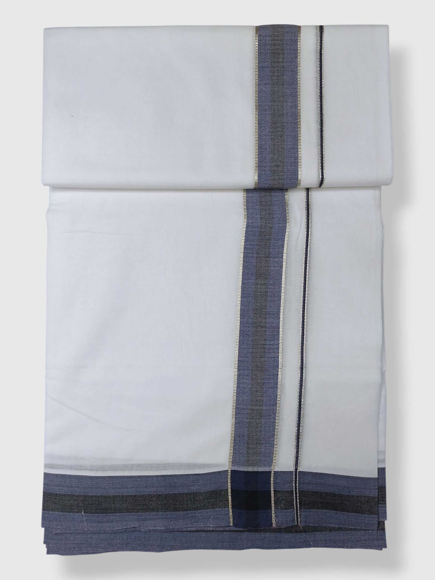 Pure White Cotton Men's Double Dhoti