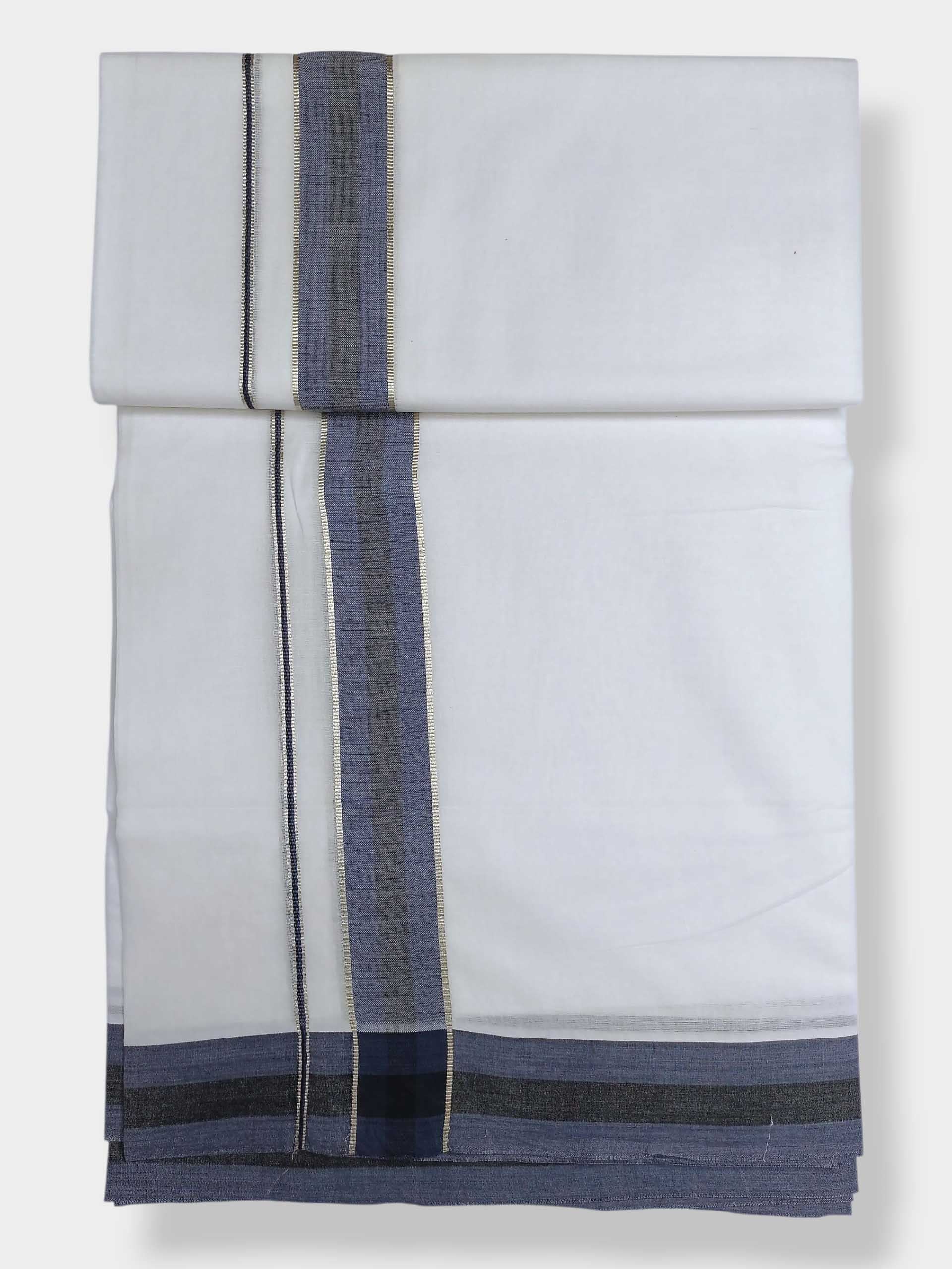 Pure White Cotton Men's Double Dhoti