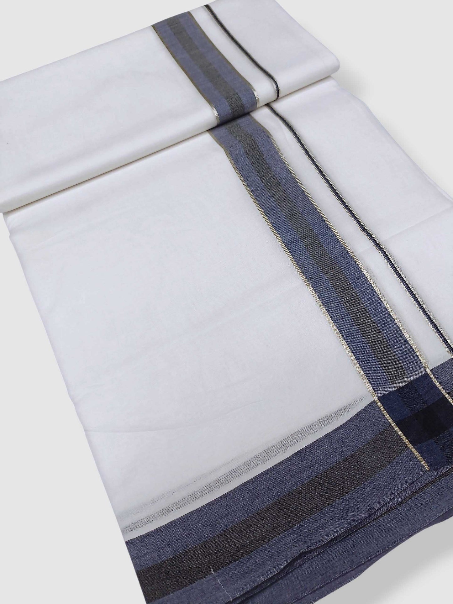 Pure White Cotton Men's Double Dhoti