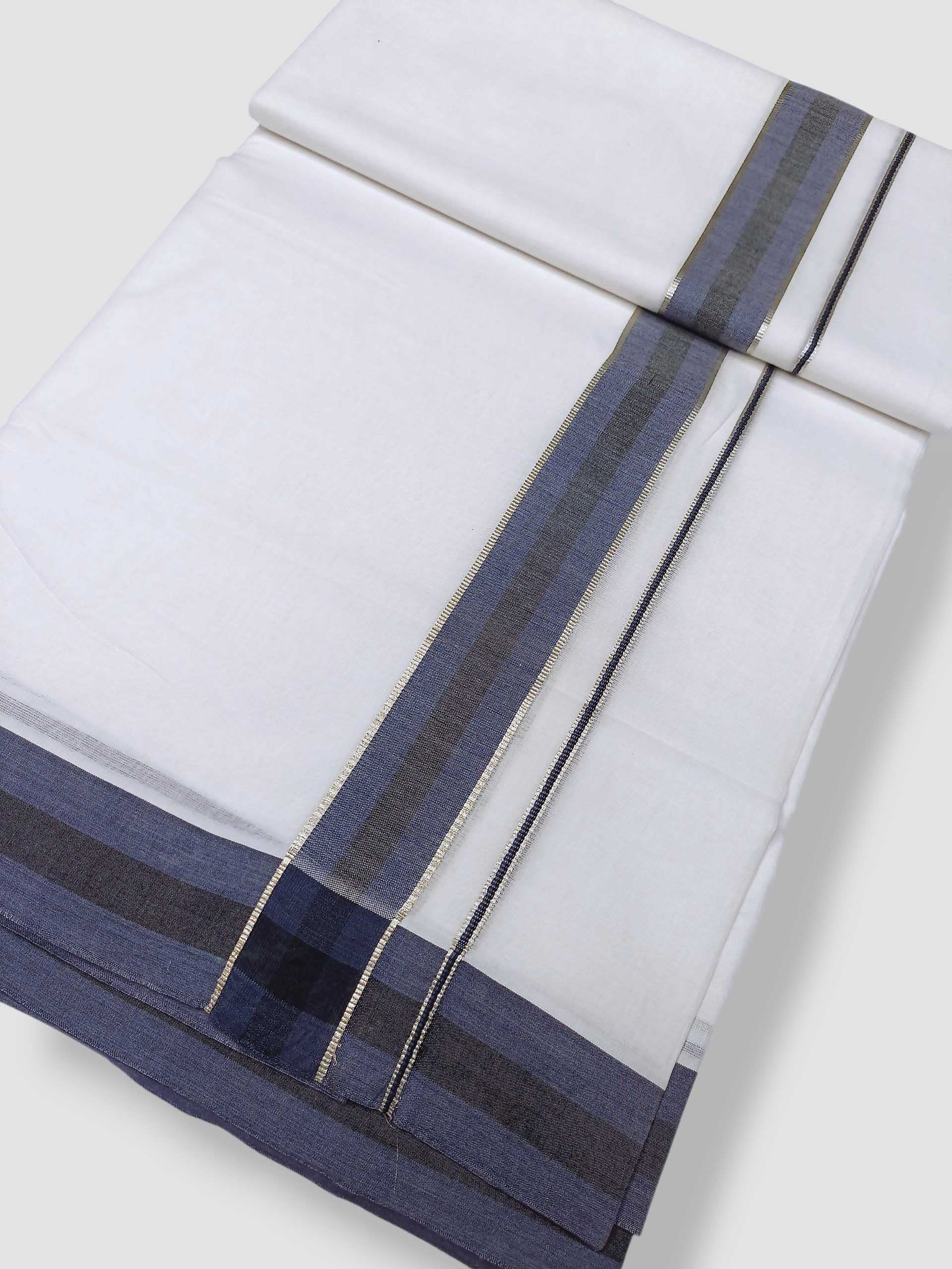 Pure White Cotton Men's Double Dhoti