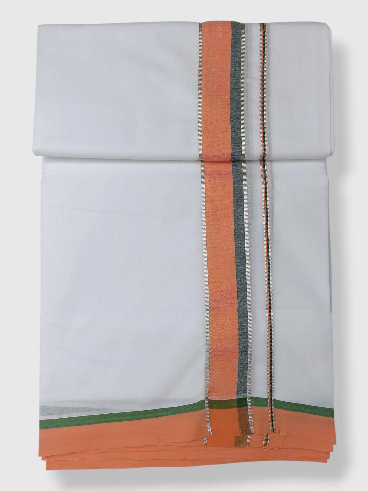 Pure White Cotton Men's Double Dhoti