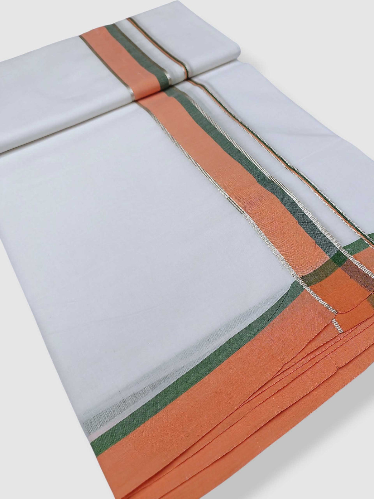 Pure White Cotton Men's Double Dhoti