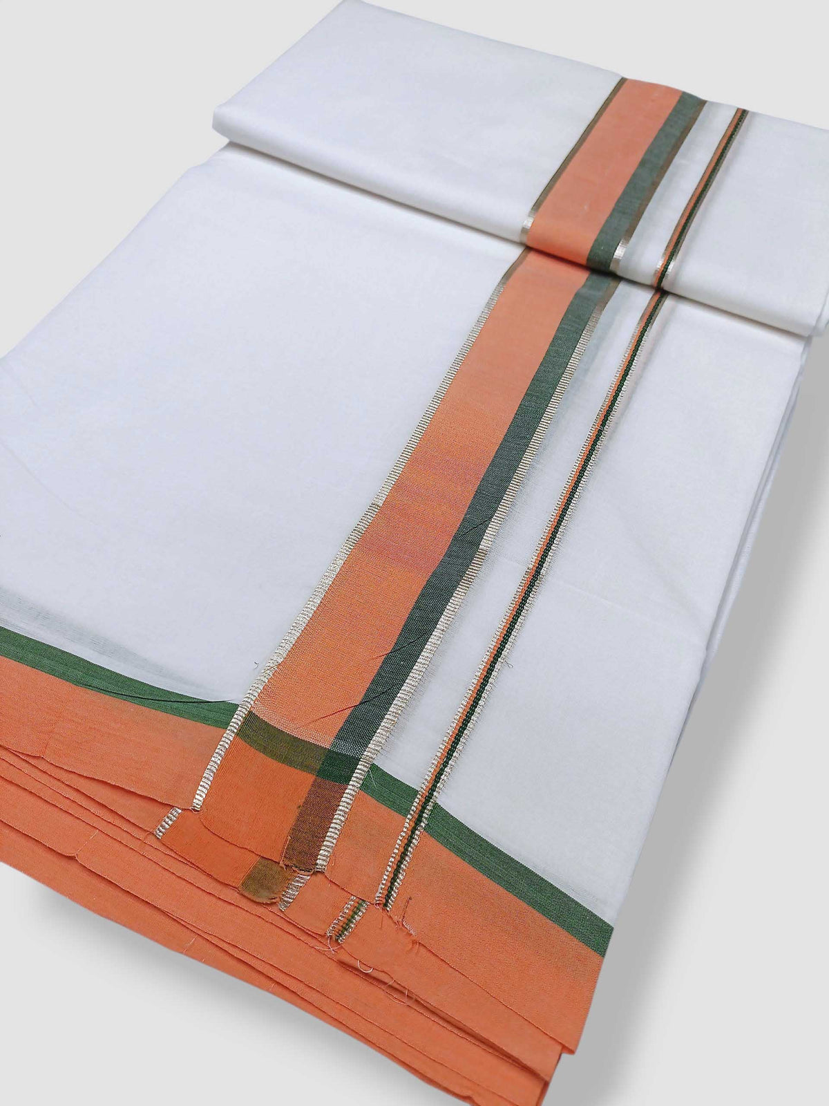 Pure White Cotton Men's Double Dhoti