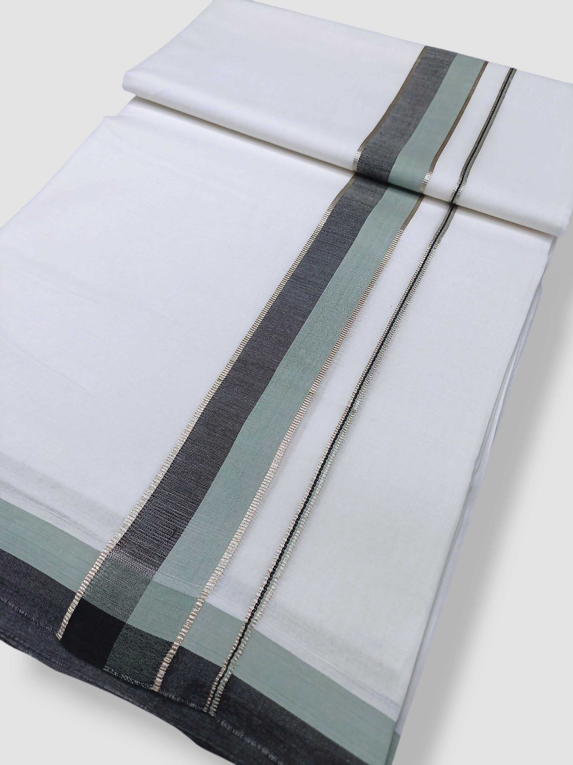 Pure White Cotton Men's Double Dhoti