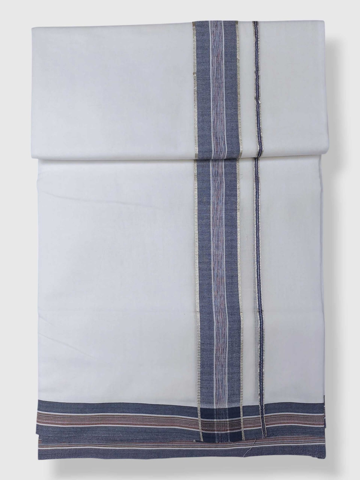 Pure White Cotton Men's Double Dhoti