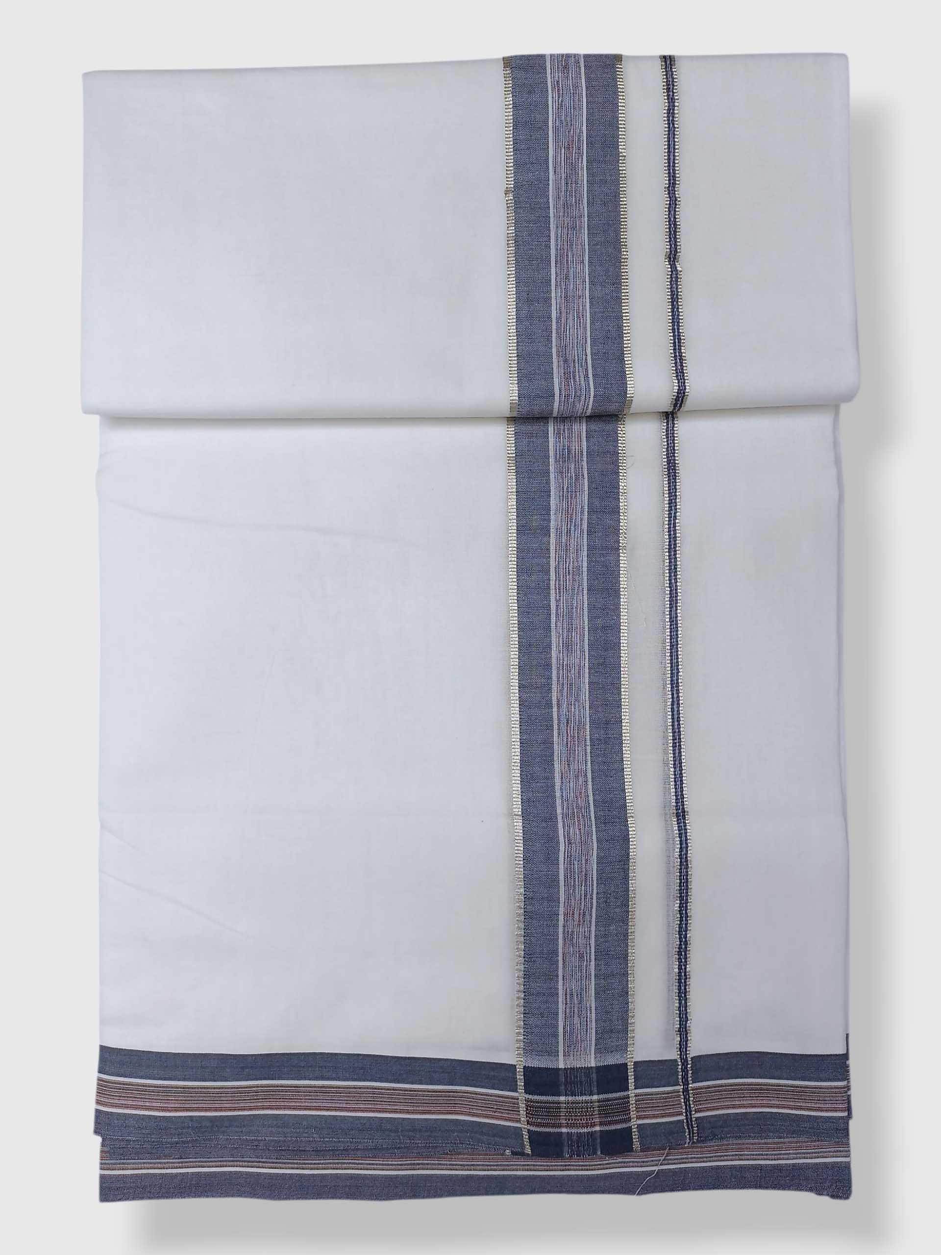 Pure White Cotton Men's Double Dhoti
