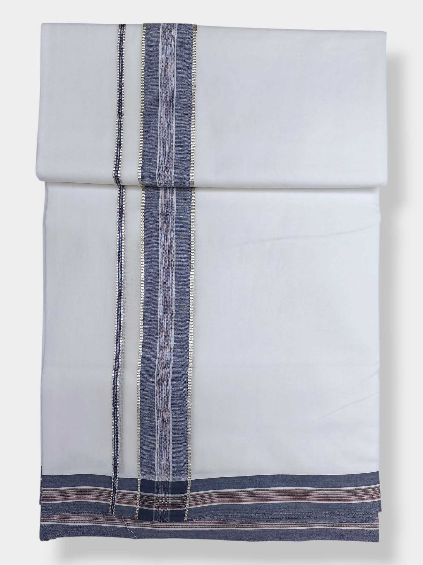 Pure White Cotton Men's Double Dhoti