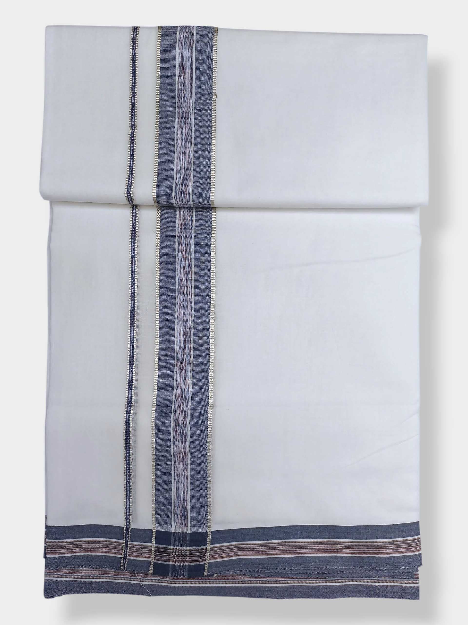 Pure White Cotton Men's Double Dhoti
