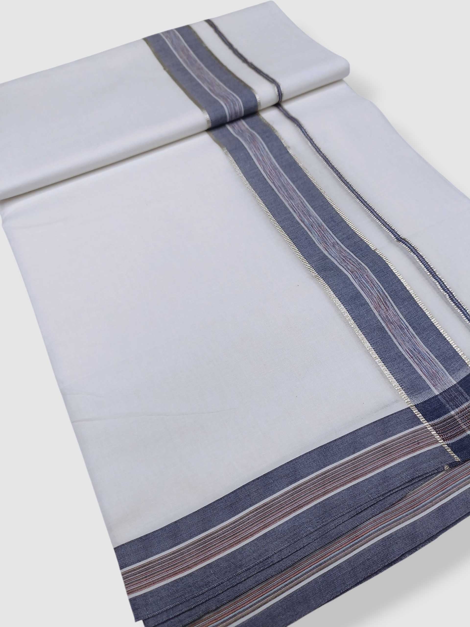 Pure White Cotton Men's Double Dhoti